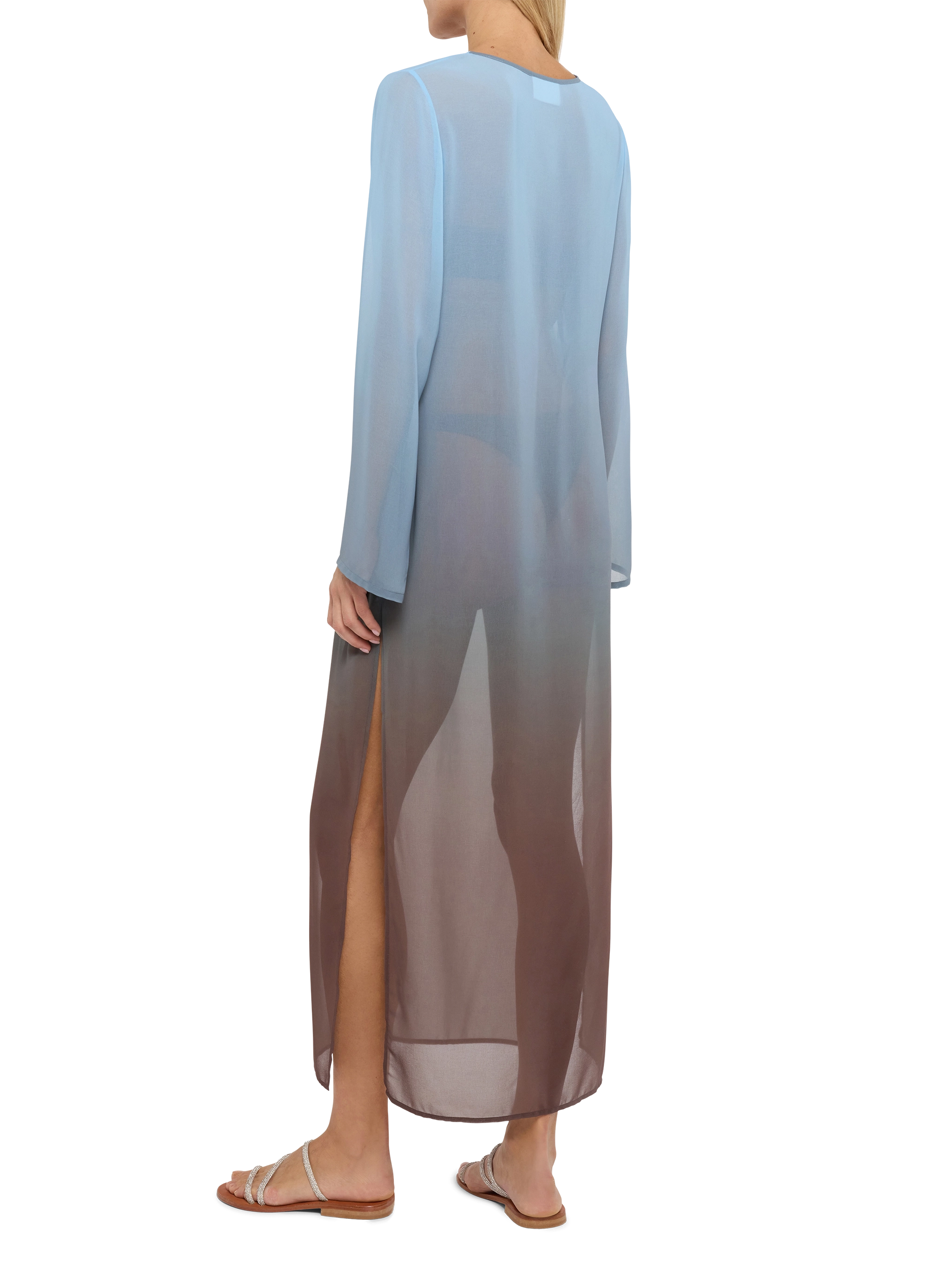 mc2-saint-barth-agatha-abito-maxi-georgette-v-neck-blu-marrone image 3