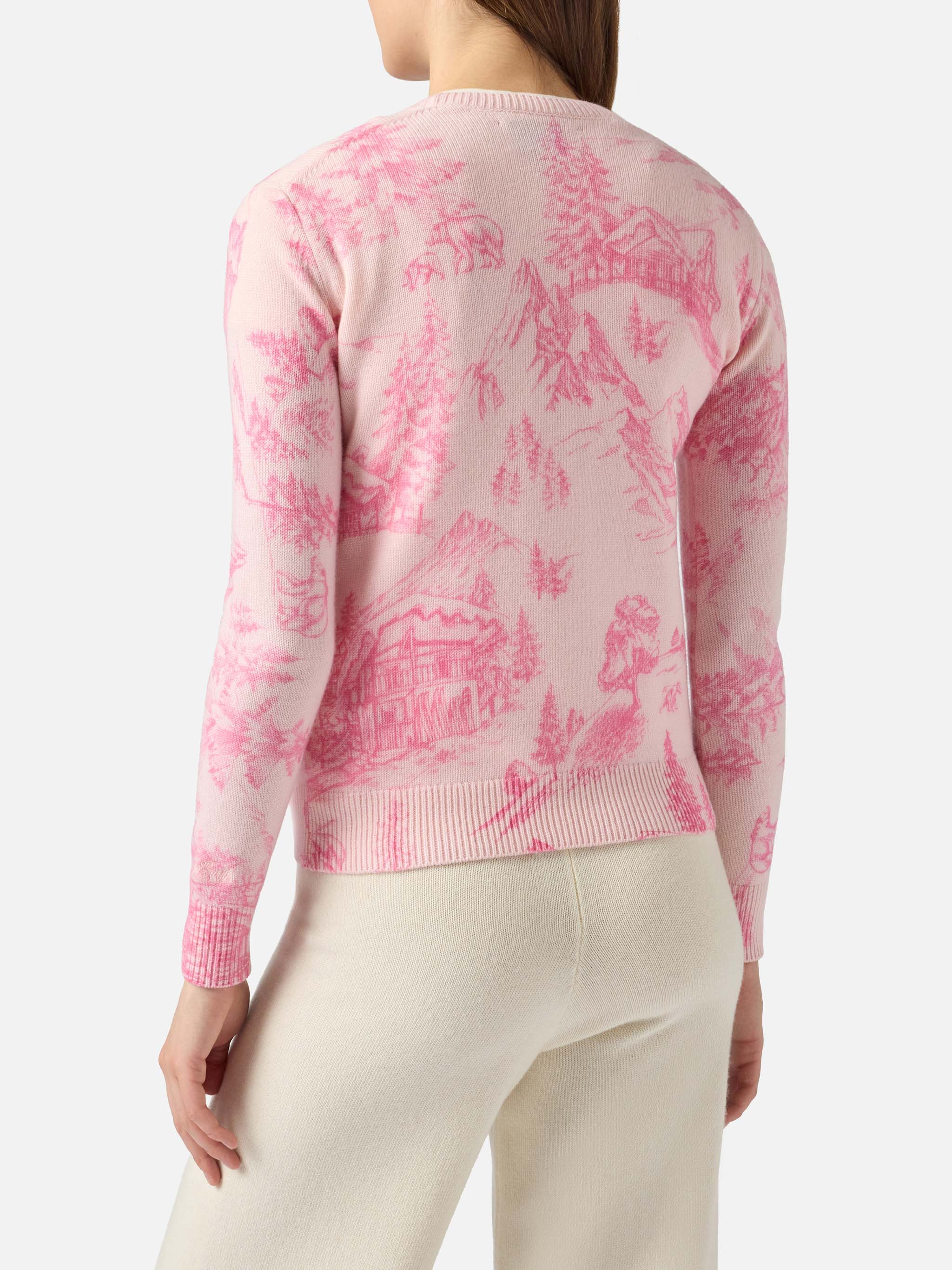 mc2-saint-barth-maglione-new-queen-donna-rosa-con-stampa-e-ricamo-chalet image 3