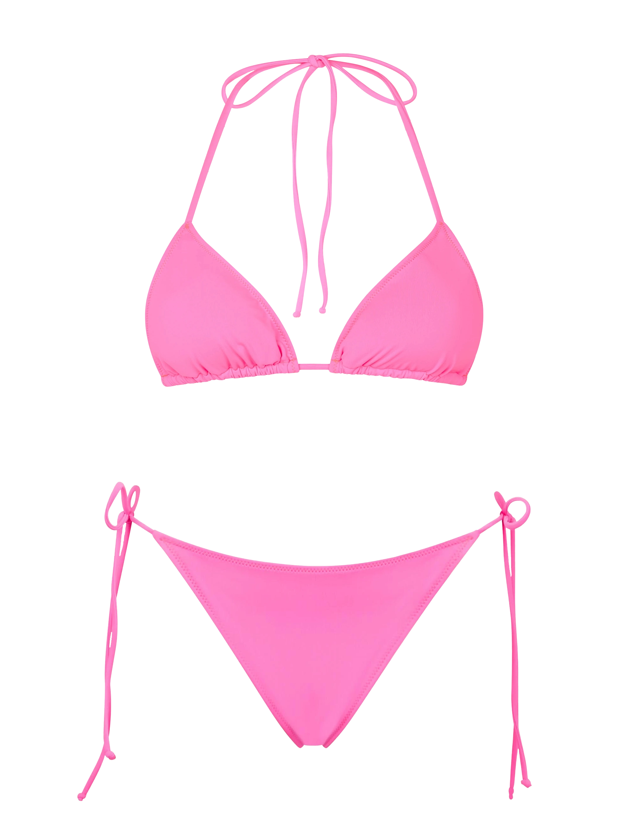 mc2-saint-barth-bikini-leah-marielle-triangolo-rosa-fluo-tinta-unita-modello-leh image 1