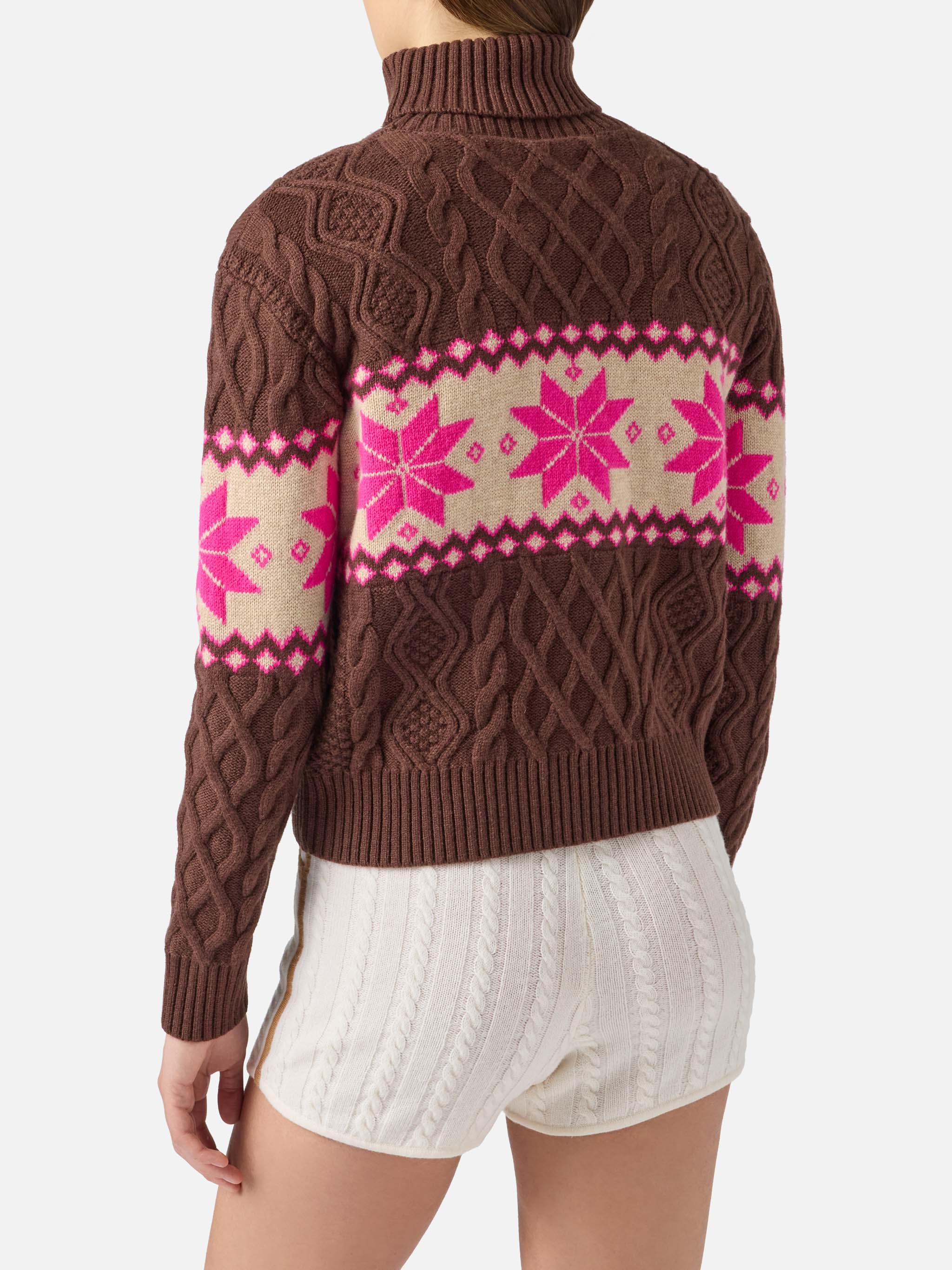 maglione-anton-mc2-saint-barth-intrecciato-marrone-con-collo-a-mezza-dolcevita image 3
