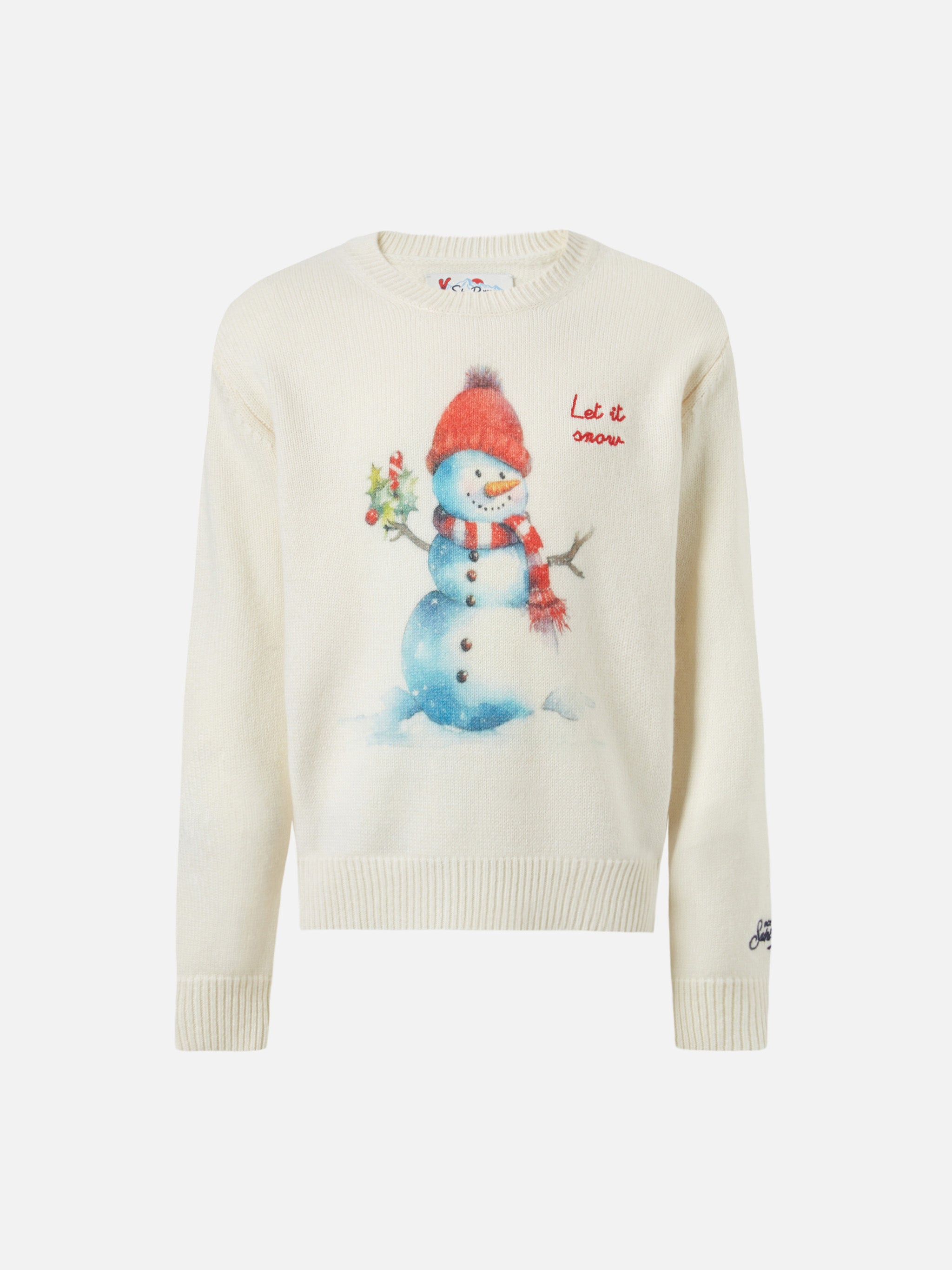 mc2-saint-barth-douglas-girocollo-bambino-bianco-ricamo-let-it-snow image 1