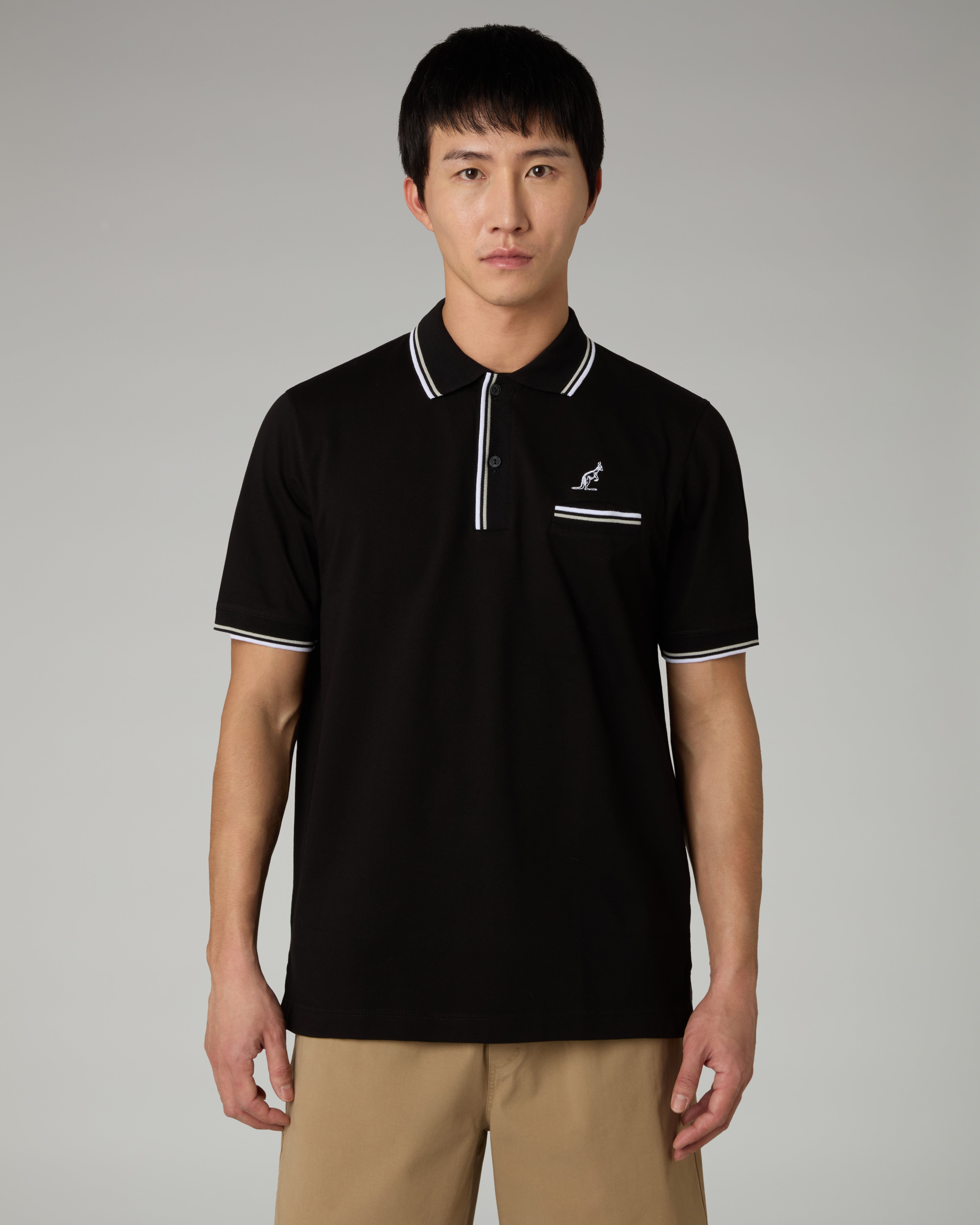 australian-pocket-piquet-polo-nero-regular-fit image 1