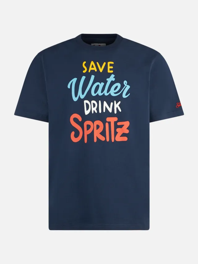 mc2-saint-barth-t-shirt-arnott-blu-con-stampa-save-water-drink-spritz image 1