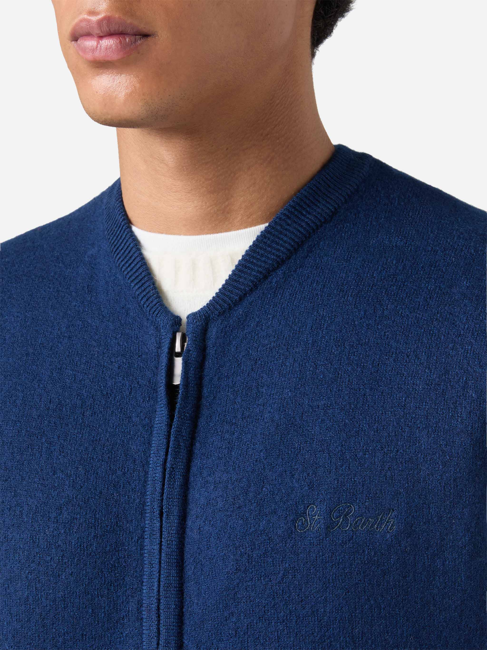 mc2-saint-barth-chioto-gilet-smanicato-uomo-blu-navy-in-fleece image 2