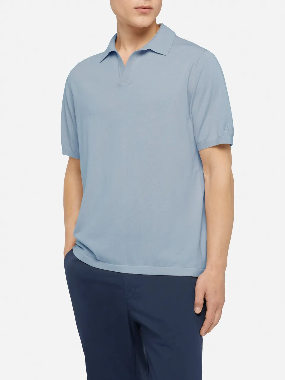 mc2-saint-barth-polo-sloan-uomo-maglia-azzurra-senza-bottoni image 1