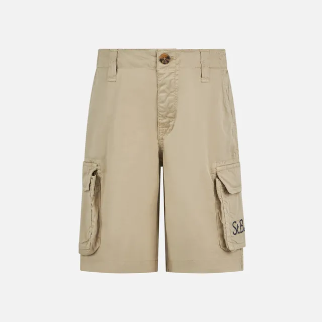 mc2-saint-barth-pantaloncini-cargo-bambino-in-cotone-beige-con-tasche image 1