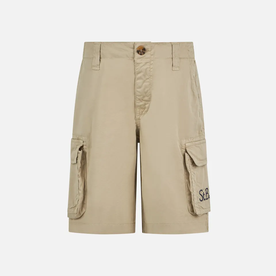 mc2-saint-barth-pantaloncini-cargo-bambino-in-cotone-beige-con-tasche image 1