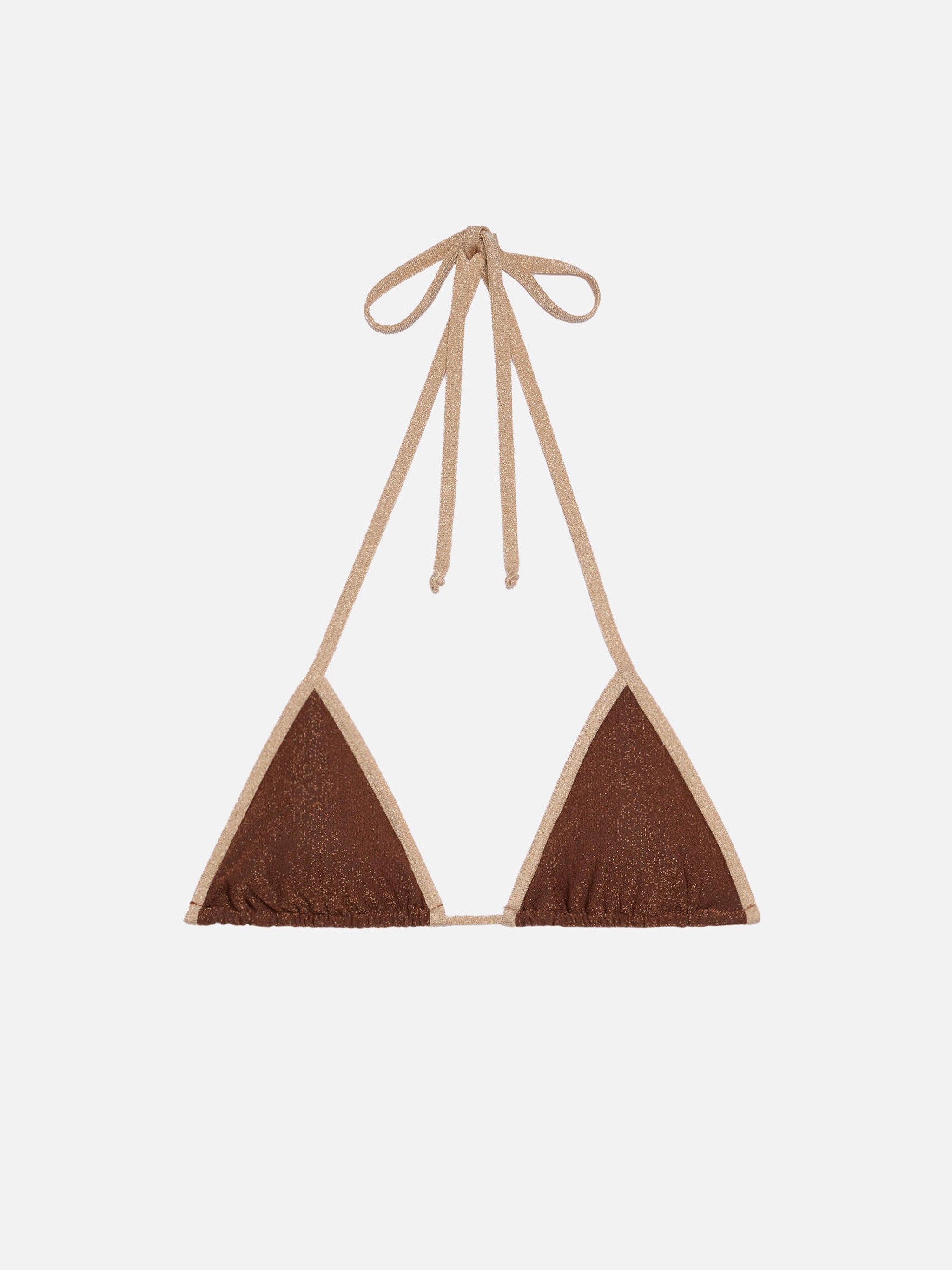 top-bikini-mc2-saint-barth-leah-triangolo-in-lurex-marrone-con-profilo-oro image 1