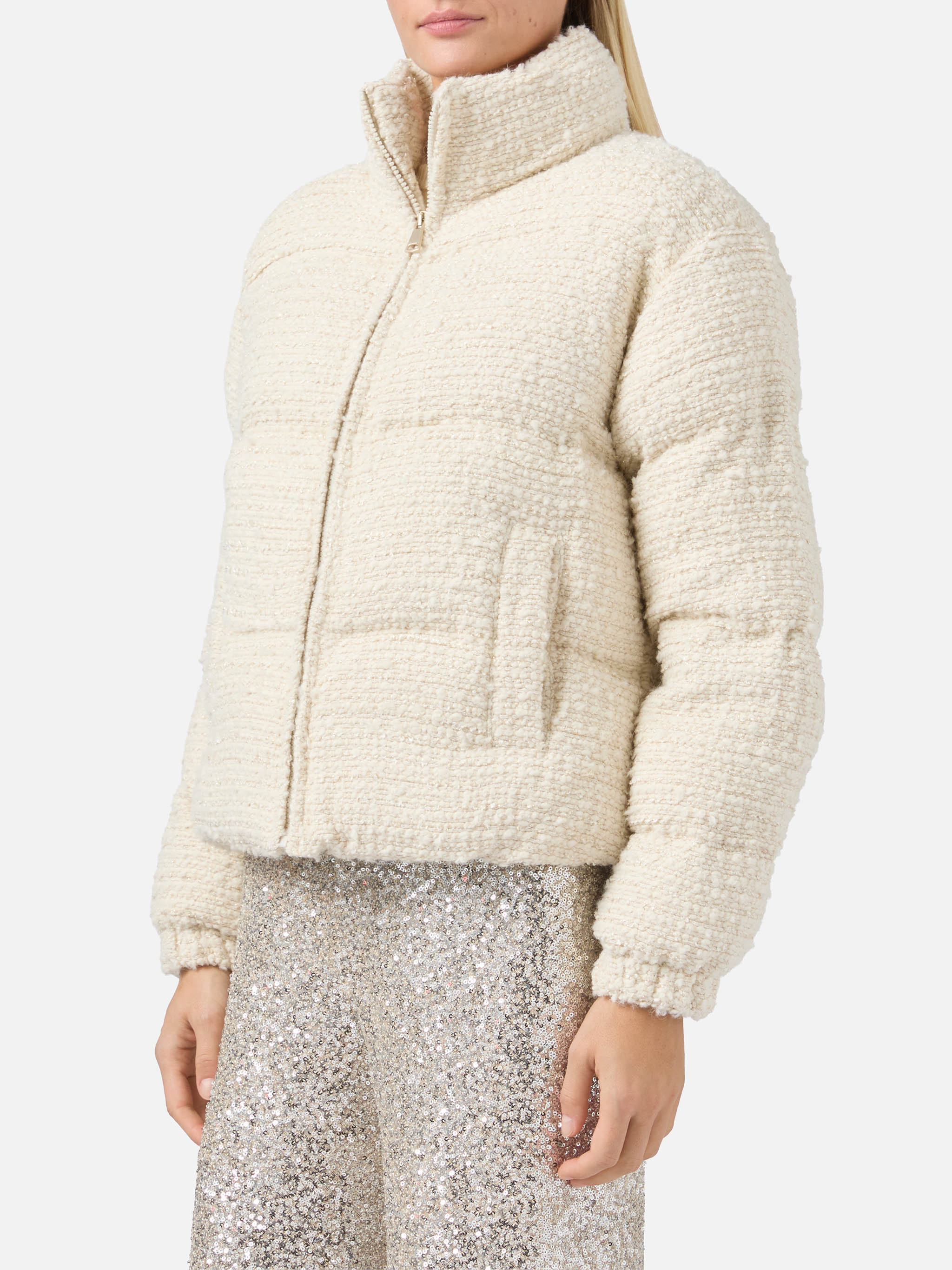 mc2-saint-barth-maddy-tweed-giubbotto-donna-imbottito-tweed-lurex image 1
