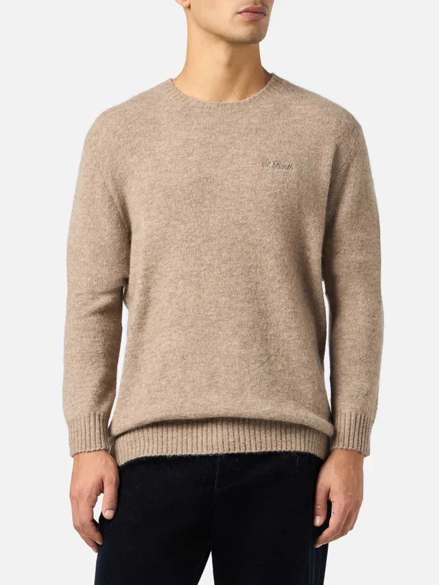 mc2-saint-barth-regent-maglione-uomo-girocollo-alpaca-stretch-marrone image 1