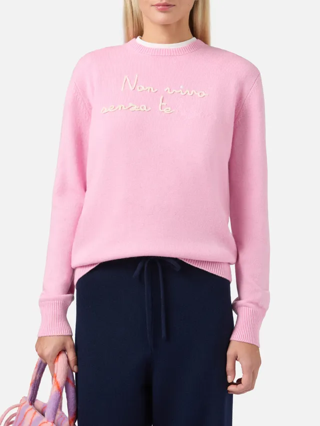 mc2-saint-barth-maglione-new-queen-donna-in-misto-cashmere-rosa-con-ricamo-non-v image 1