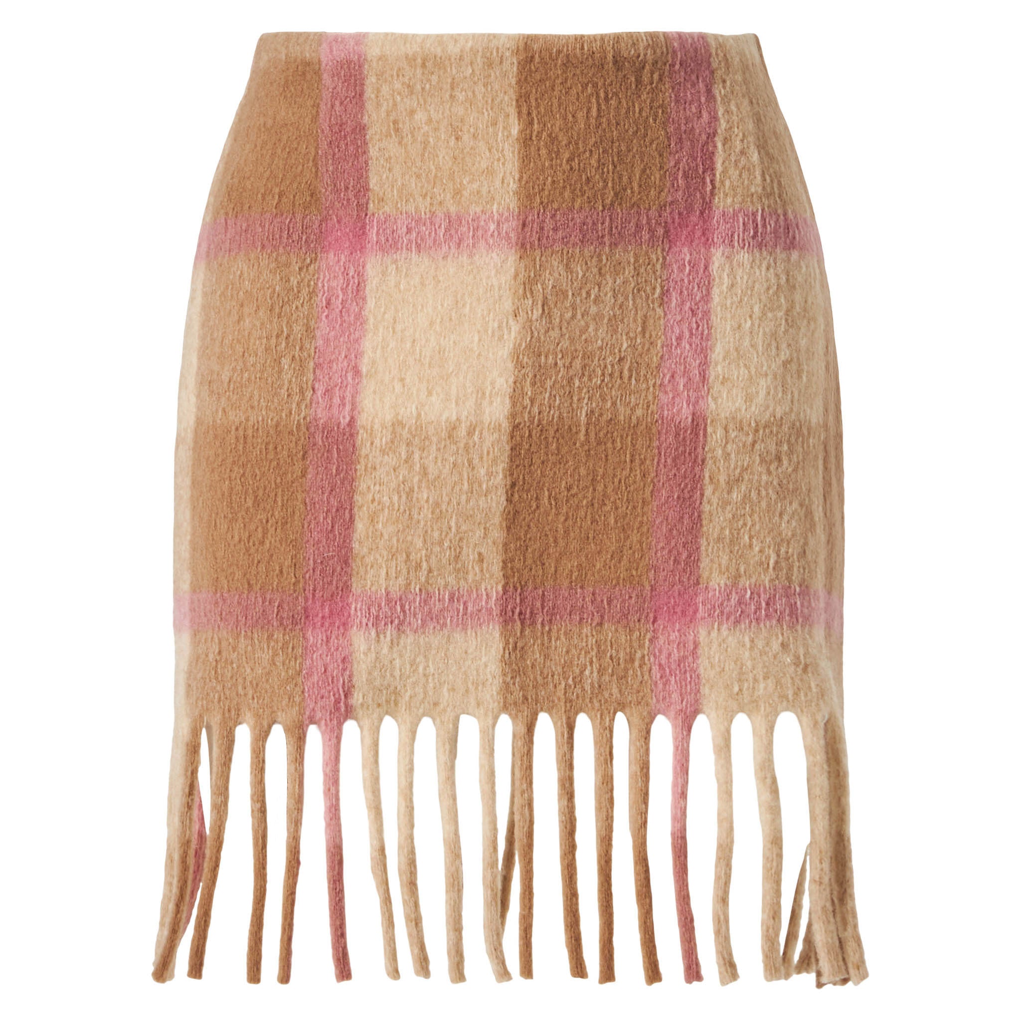 mc2-saint-barth-katrine-gonna-maglia-donna-tartan-beige-rosa-con-frange image 4