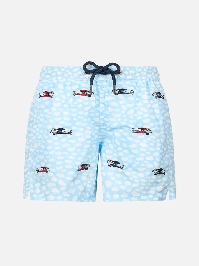 mc2-saint-barth-costume-jean-lighting-bambino-azzurro-con-ricamo-aeroplani image 1