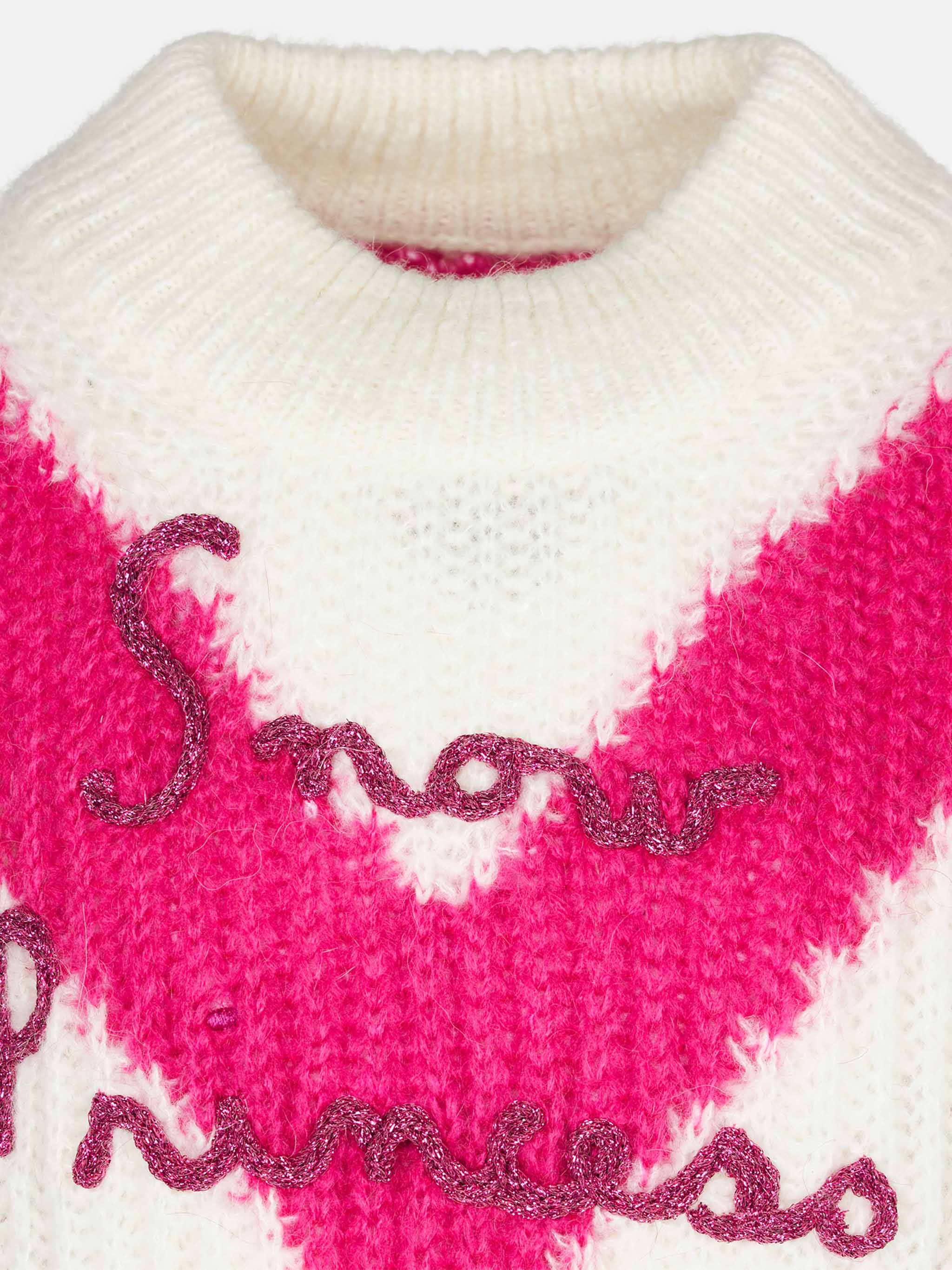 mc2-saint-barth-maglione-bambina-squadrato-con-ricamo-snow-princess-righe-bianch image 2
