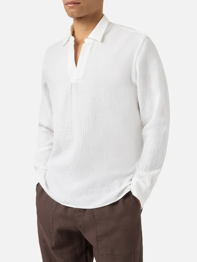 mc2-saint-barth-polo-ventotene-uomo-maniche-lunghe-in-cotone-waffle-bianco image 1