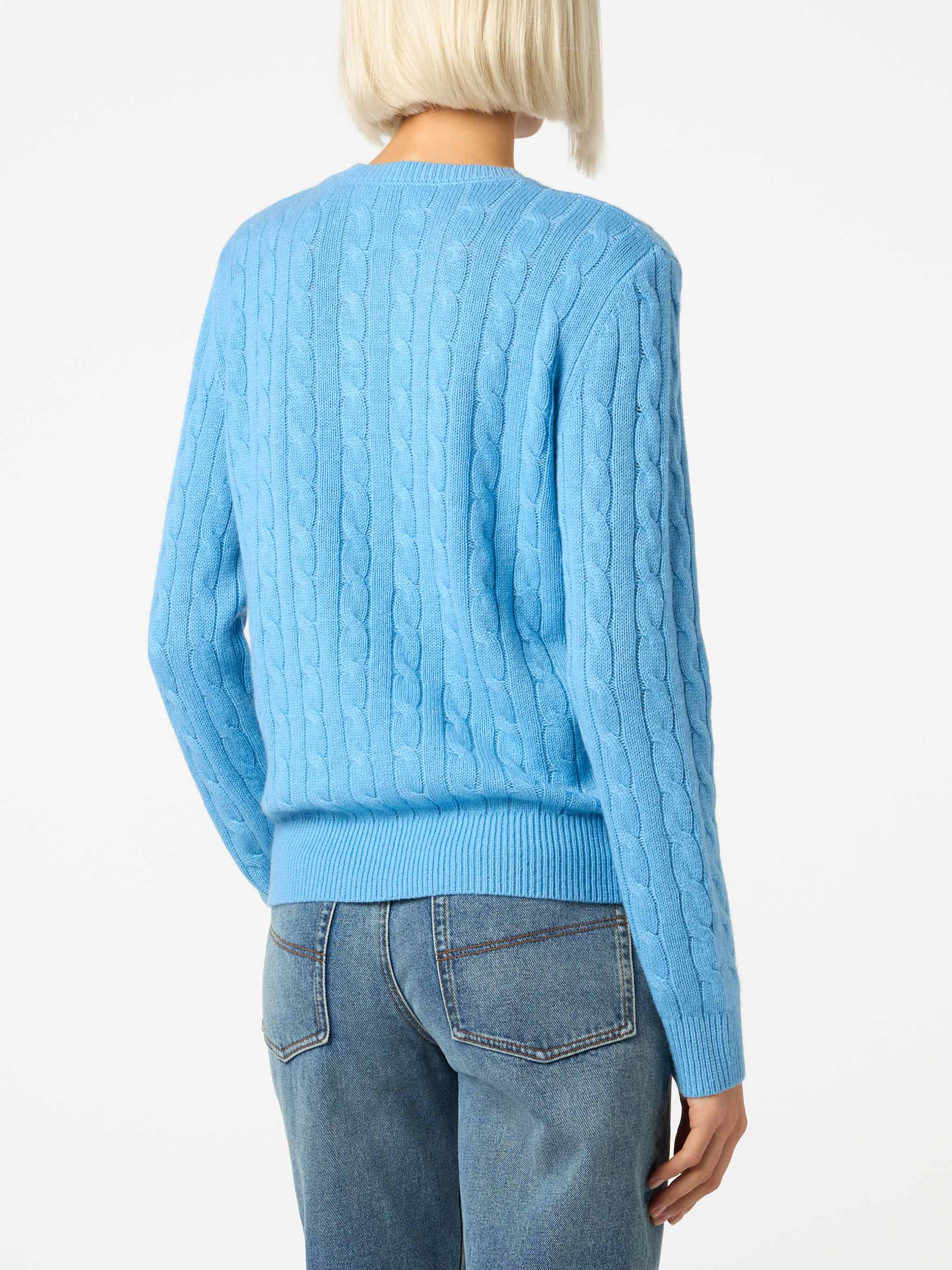mc2-saint-barth-sorbonne-maglia-donna-azzurro-polvere-in-misto-cashmere-a-trecce image 3