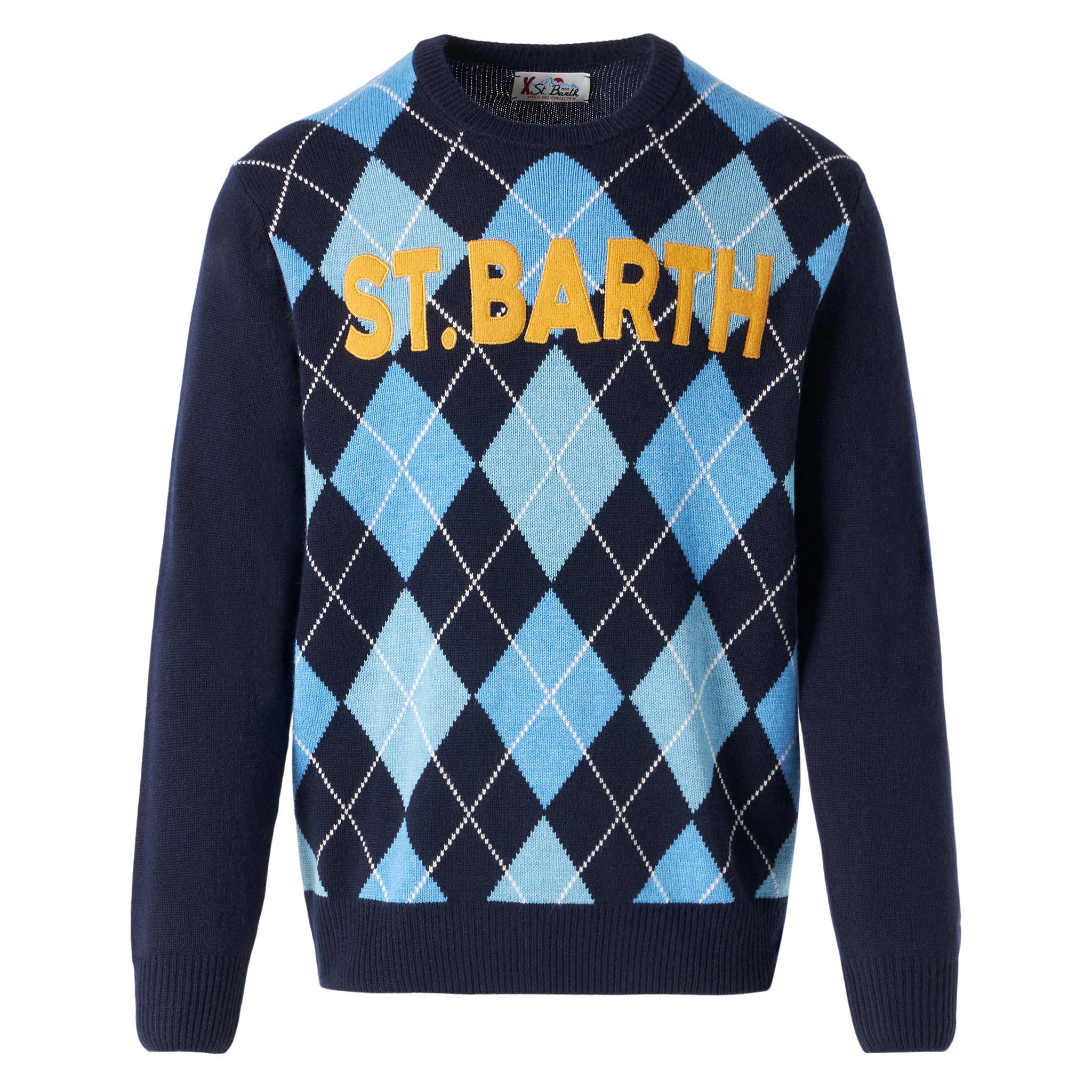 mc2-saint-barth-heron-maglione-girocollo-uomo-jacquard-rombi-blu image 4