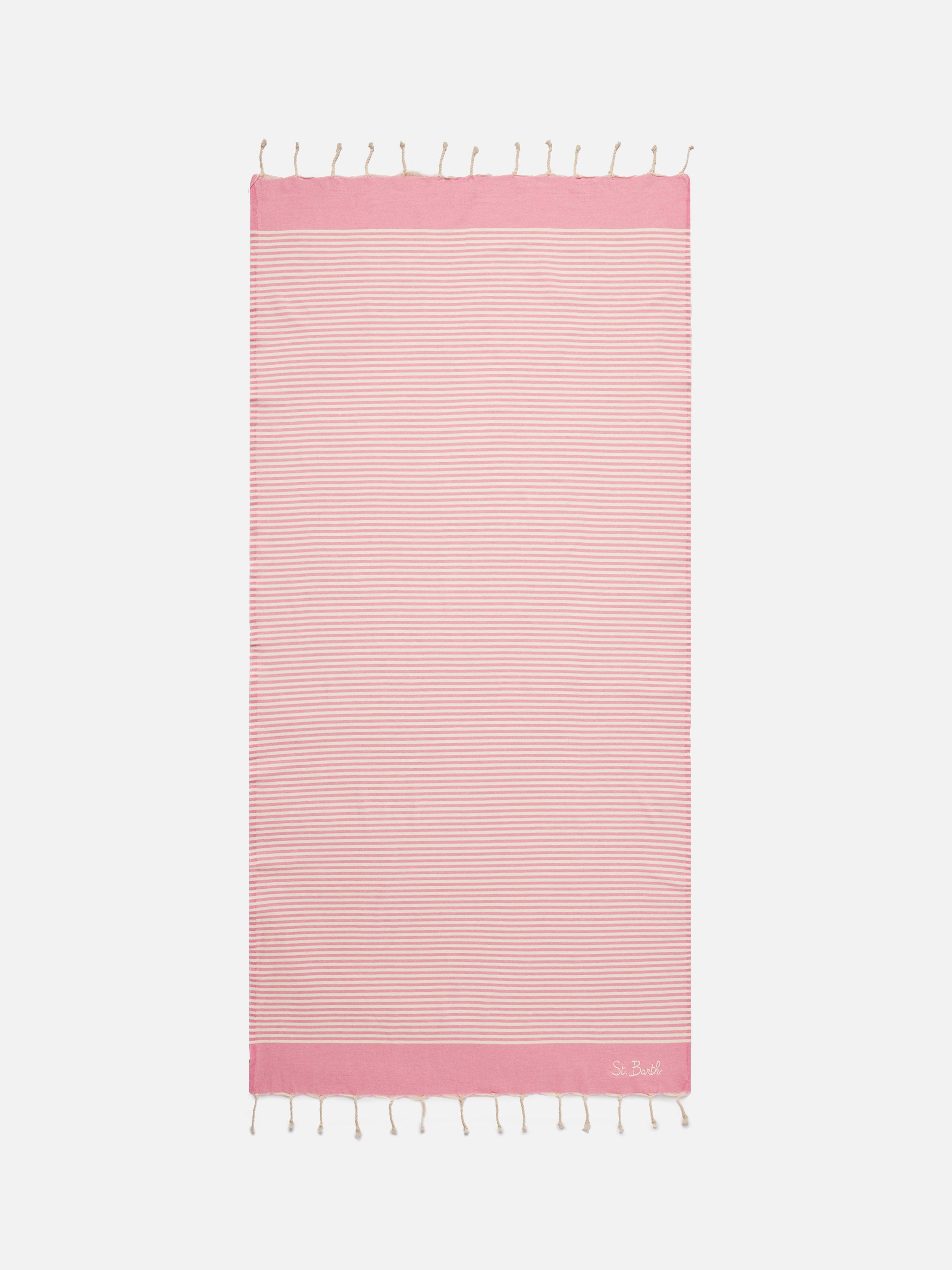 mc2-saint-barth-foutas-telo-mare-a-righe-piccole-rosa-e-bianco image 1