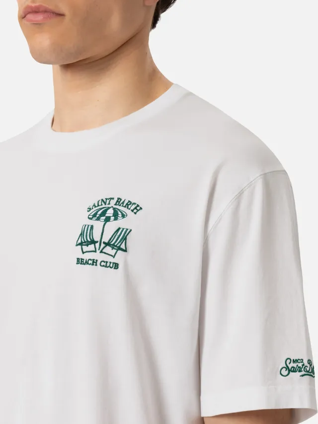 mc2-saint-barth-portofino-t-shirt-uomo-cotone-organico-bianca-ricamo-beach-club image 1