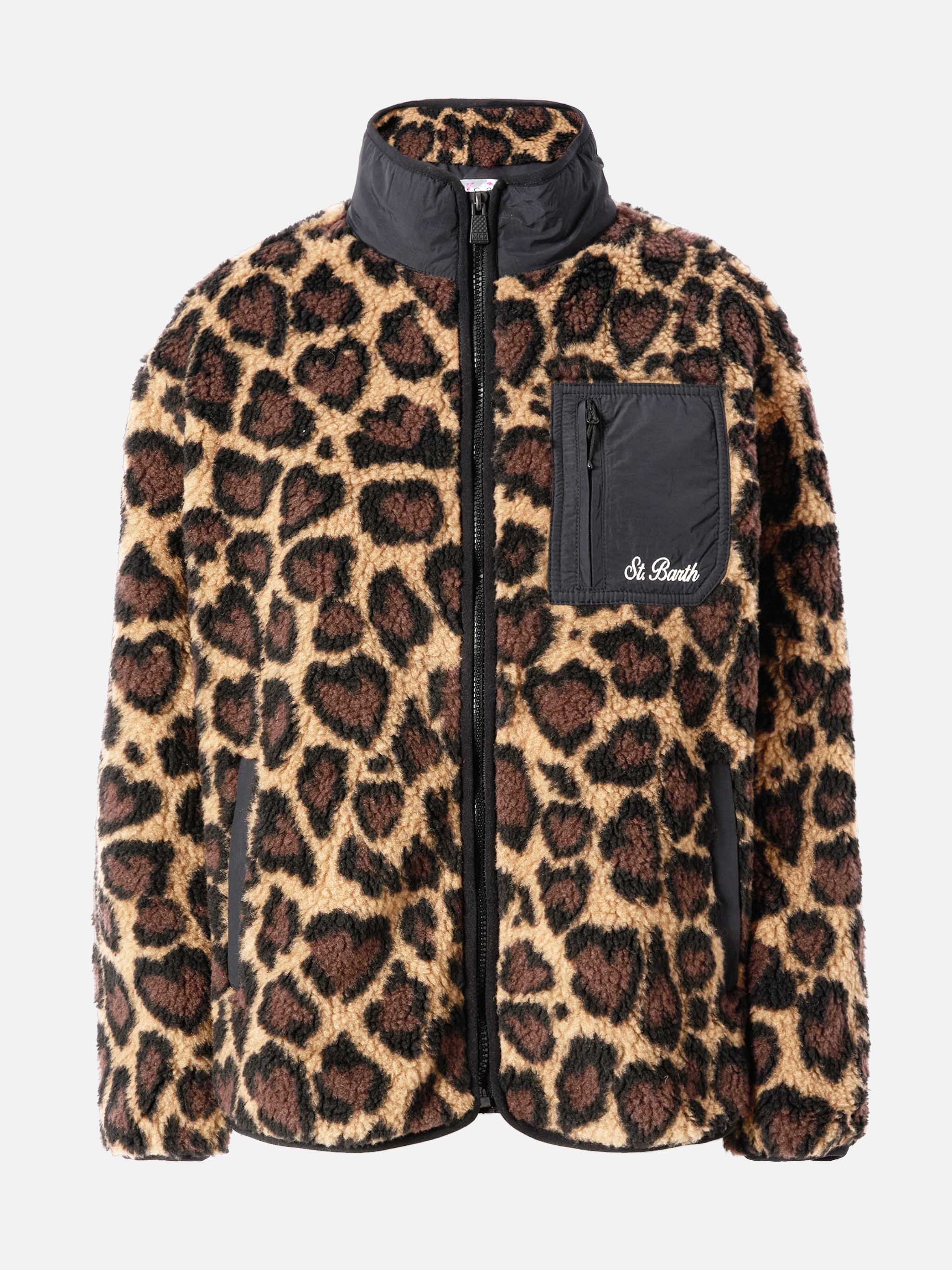 mc2-saint-barth-giacca-pile-teddy-keystone-donna-leopardata-cuore-marrone image 5
