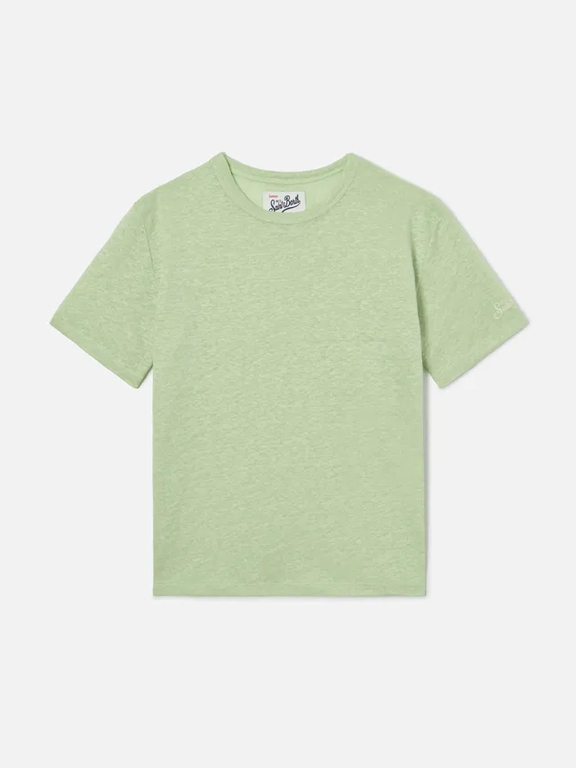 mc2-saint-barth-t-shirt-alex-bambino-in-puro-lino-verde-menta image 1