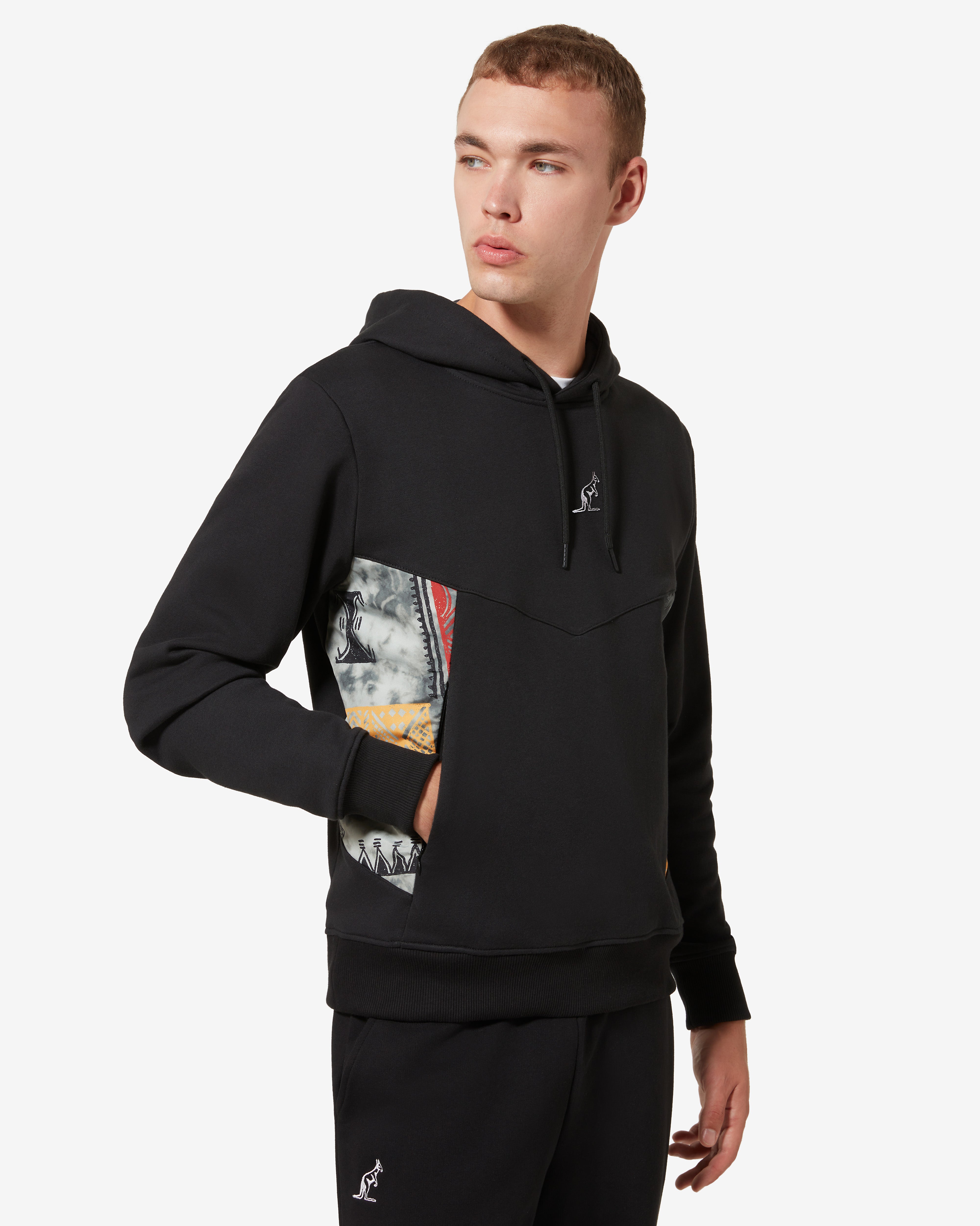 australian-ethnic-hoodie-felpa-con-cappuccio-nera-made-in-italy image 1