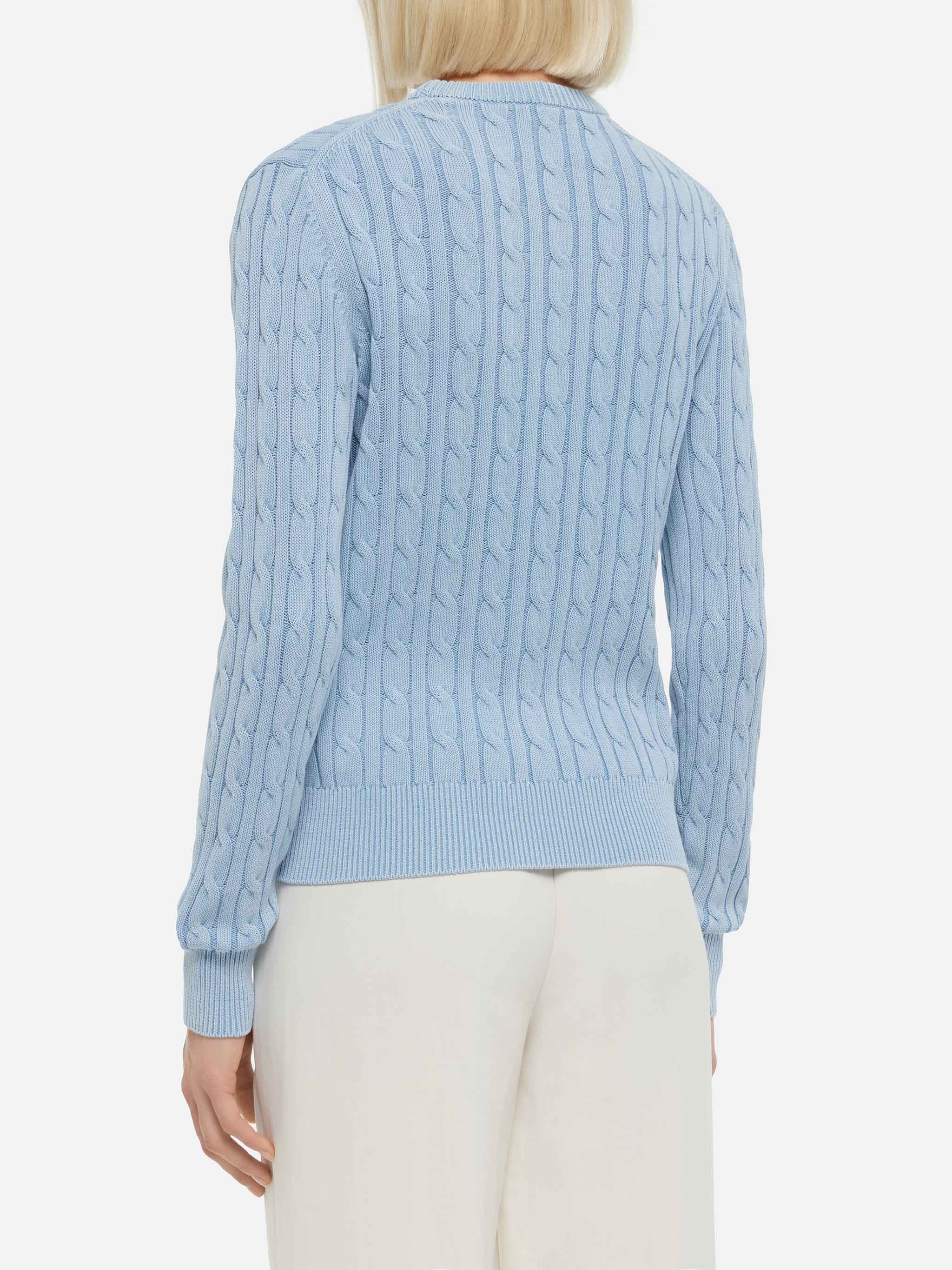 mc2-saint-barth-new-queen-maglione-girocollo-donna-azzurro-in-cotone-a-trecce image 3