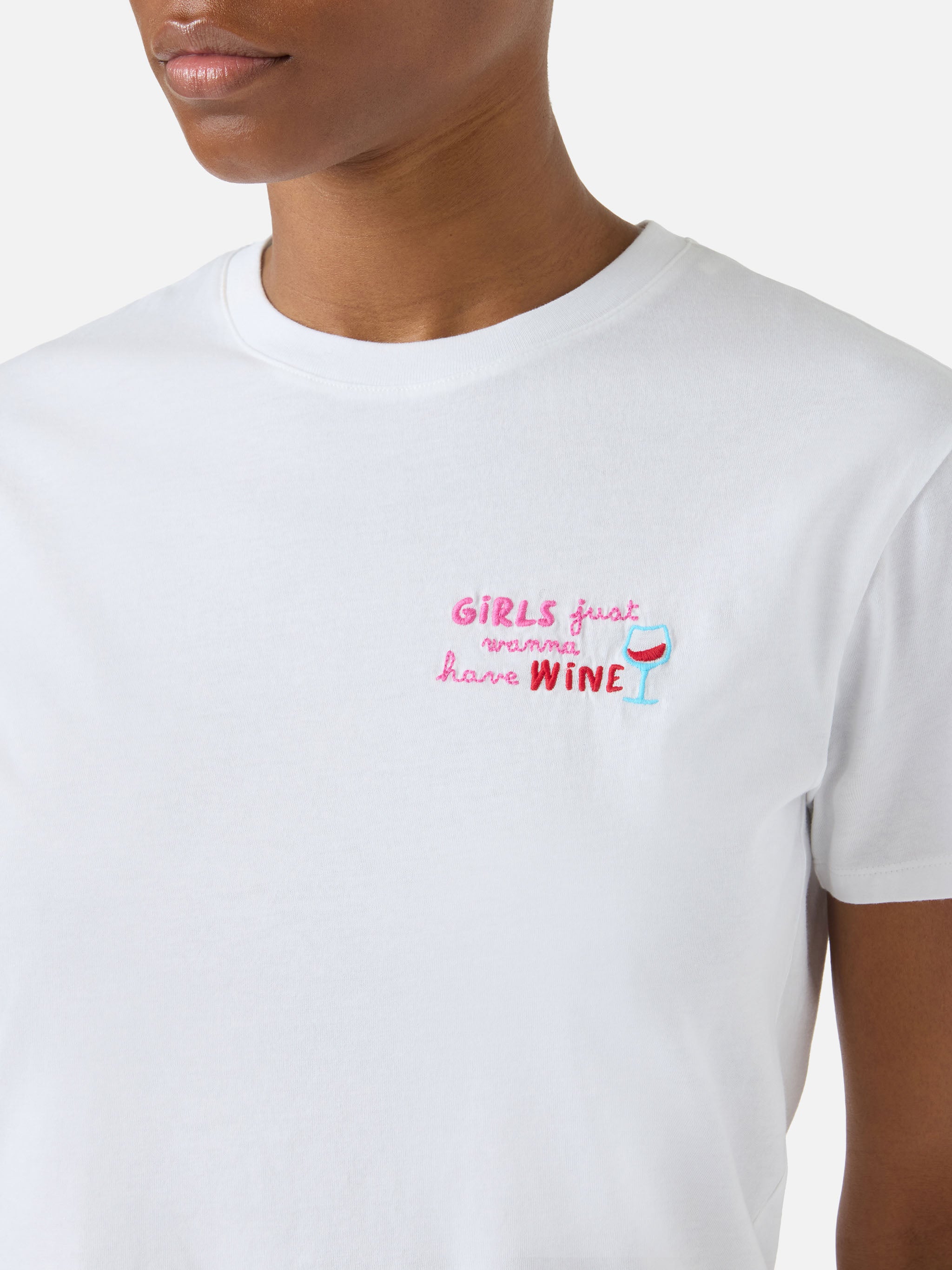 mc2-saint-barth-emilie-t-shirt-donna-bianca-girls-just-wanna-have-wine image 1
