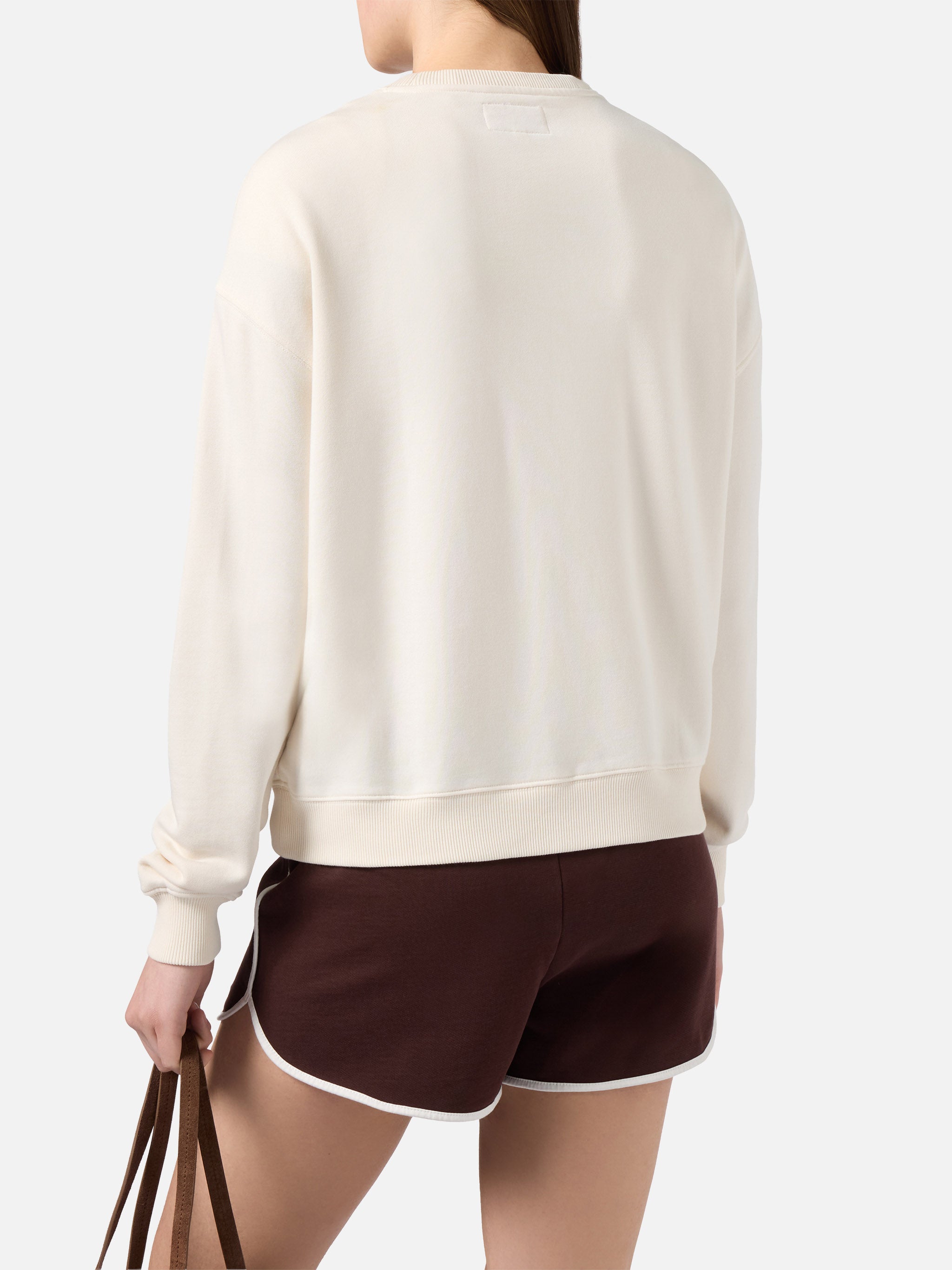 mc2-saint-barth-felpa-donna-stardust-crema-con-logo-effetto-spugna-e-ricamo-spor image 4