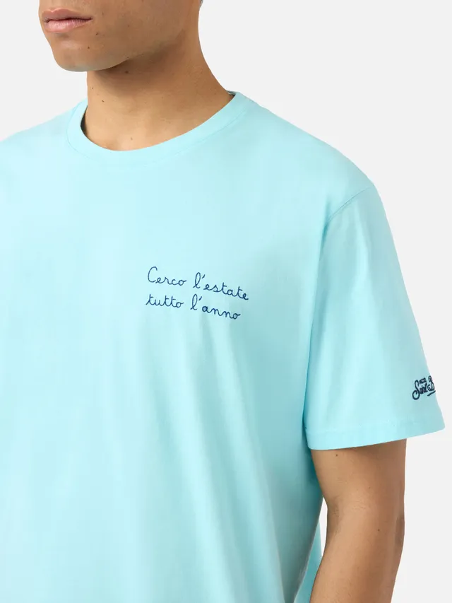 mc2-saint-barth-portofino-t-shirt-uomo-turchese-ricamo-cerco-l-estate-tutto-l-an image 1