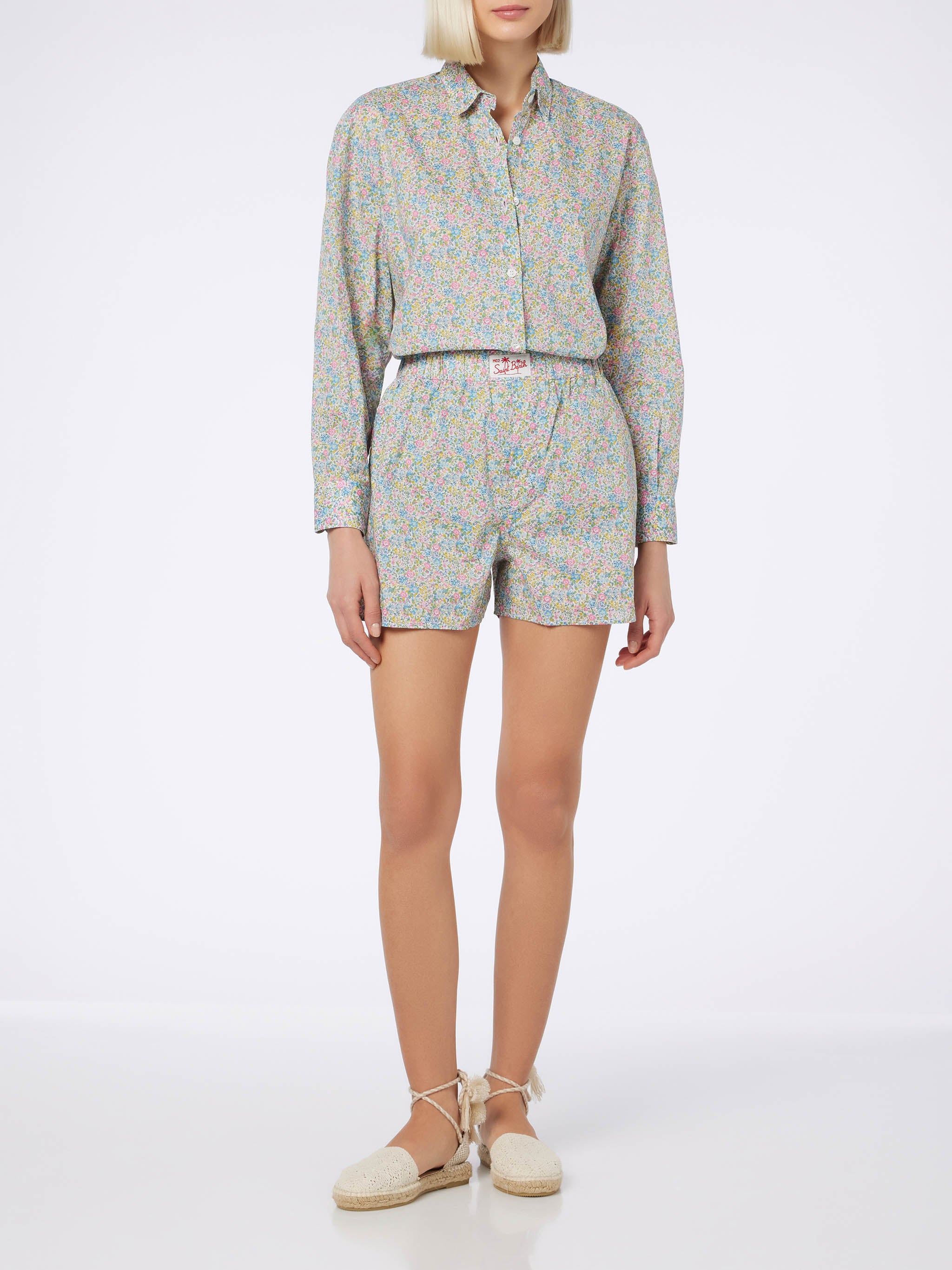 mc2-saint-barth-short-boxy-donna-in-cotone-giallo-floreale-liberty-special-editi image 5