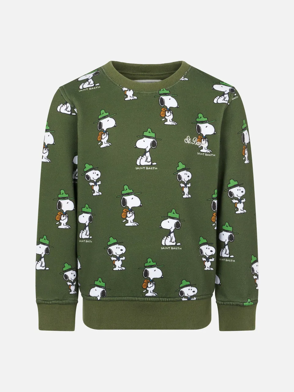 mc2-saint-barth-felpa-bambino-girocollo-verde-snoopy-peanuts-edizione-speciale image 1