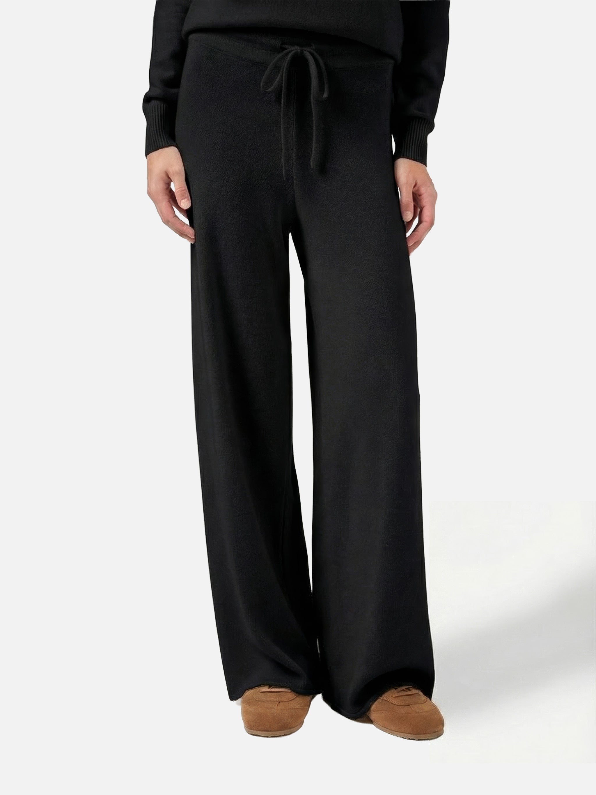 mc2-saint-barth-savine-pantaloni-palazzo-donna-neri-in-misto-cashmere image 1
