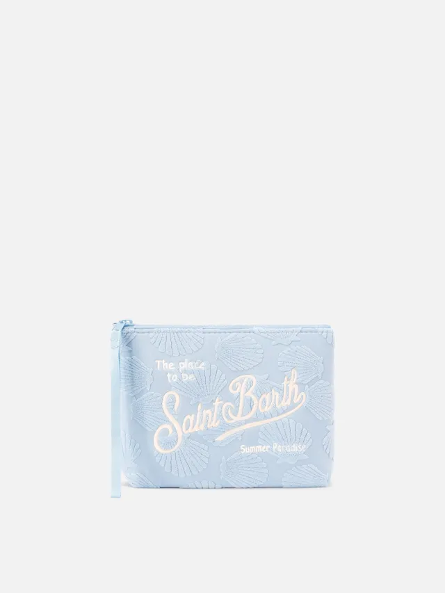 mc2-saint-barth-pochette-aline-spugna-azzurra-motivo-conchiglie-in-rilievo image 1