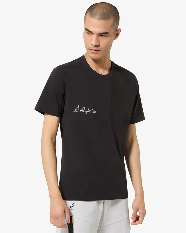 australian-gen-t-shirt-sportiva-nera-logo-rifrangente image 1
