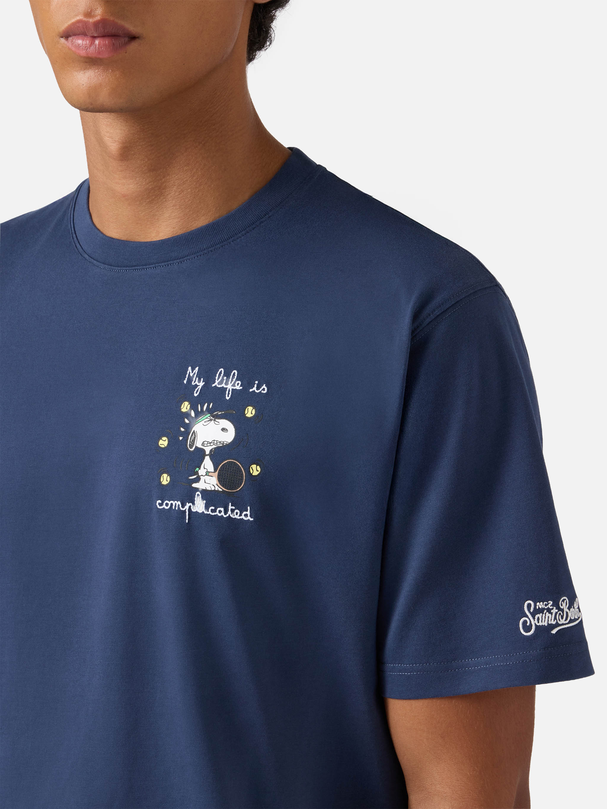 mc2-saint-barth-t-shirt-arnott-uomo-in-cotone-blu-navy-snoopy-peanuts-special-ed image 2