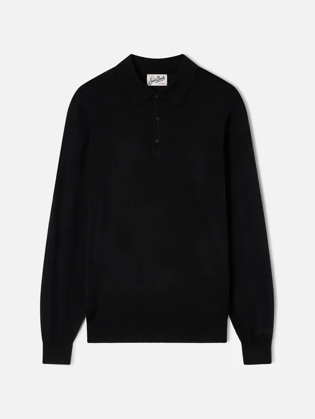 mc2-saint-barth-alfie-polo-uomo-in-maglia-merino-nera image 1