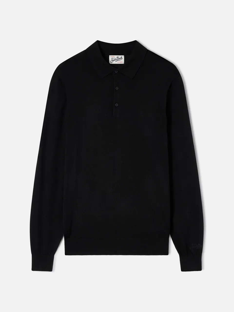 mc2-saint-barth-alfie-polo-uomo-in-maglia-merino-nera image 1