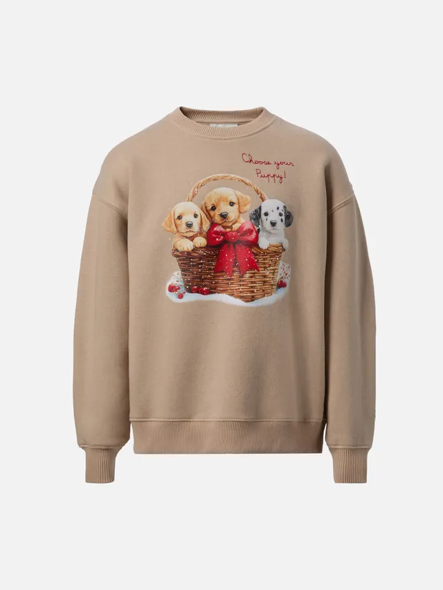 mc2-saint-barth-briony-felpa-bambina-beige-stampa-cuccioli-choose-your-puppy image 1