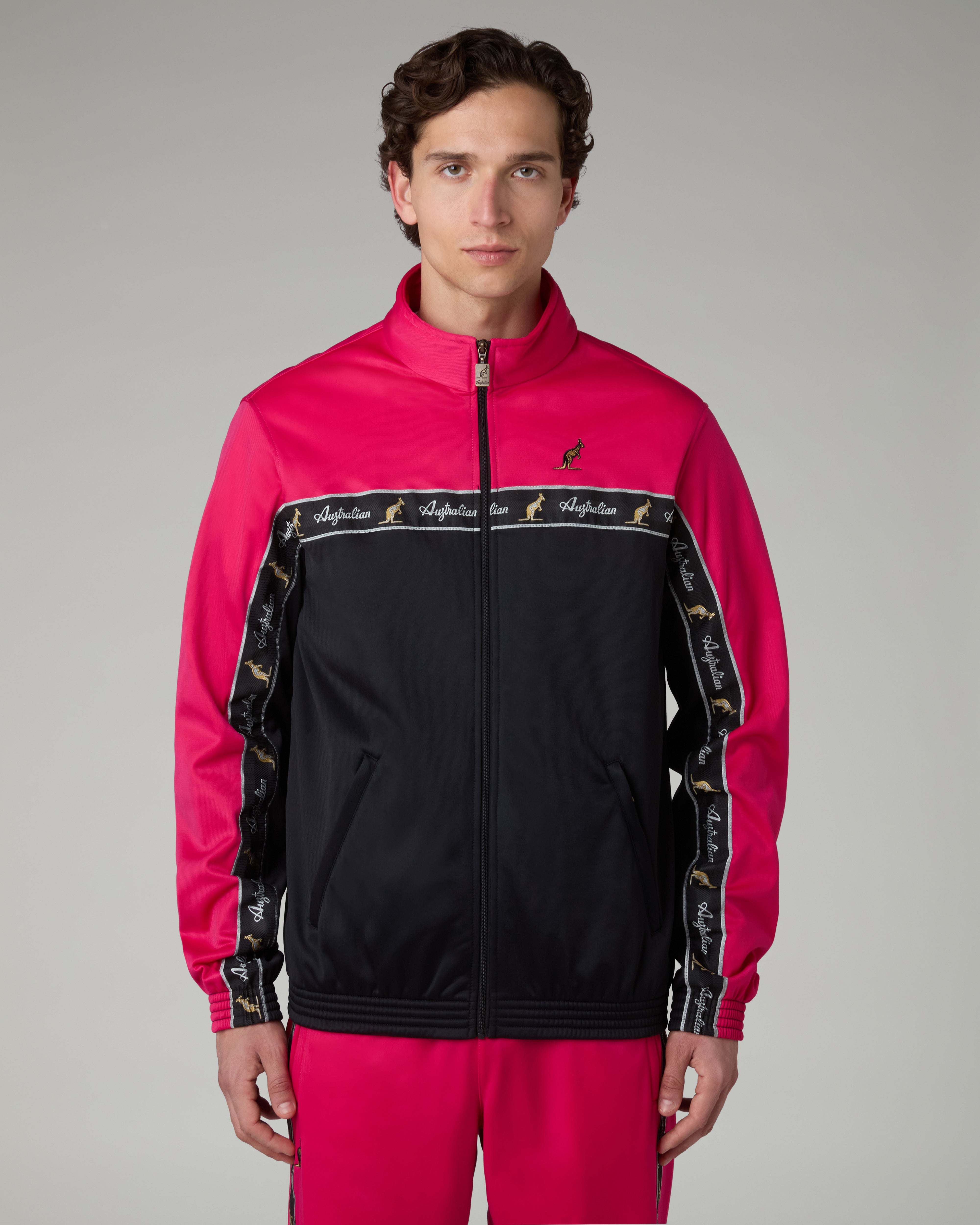 australian-duo-track-jacket-giacca-in-acetato-fuxia-con-banda image 2