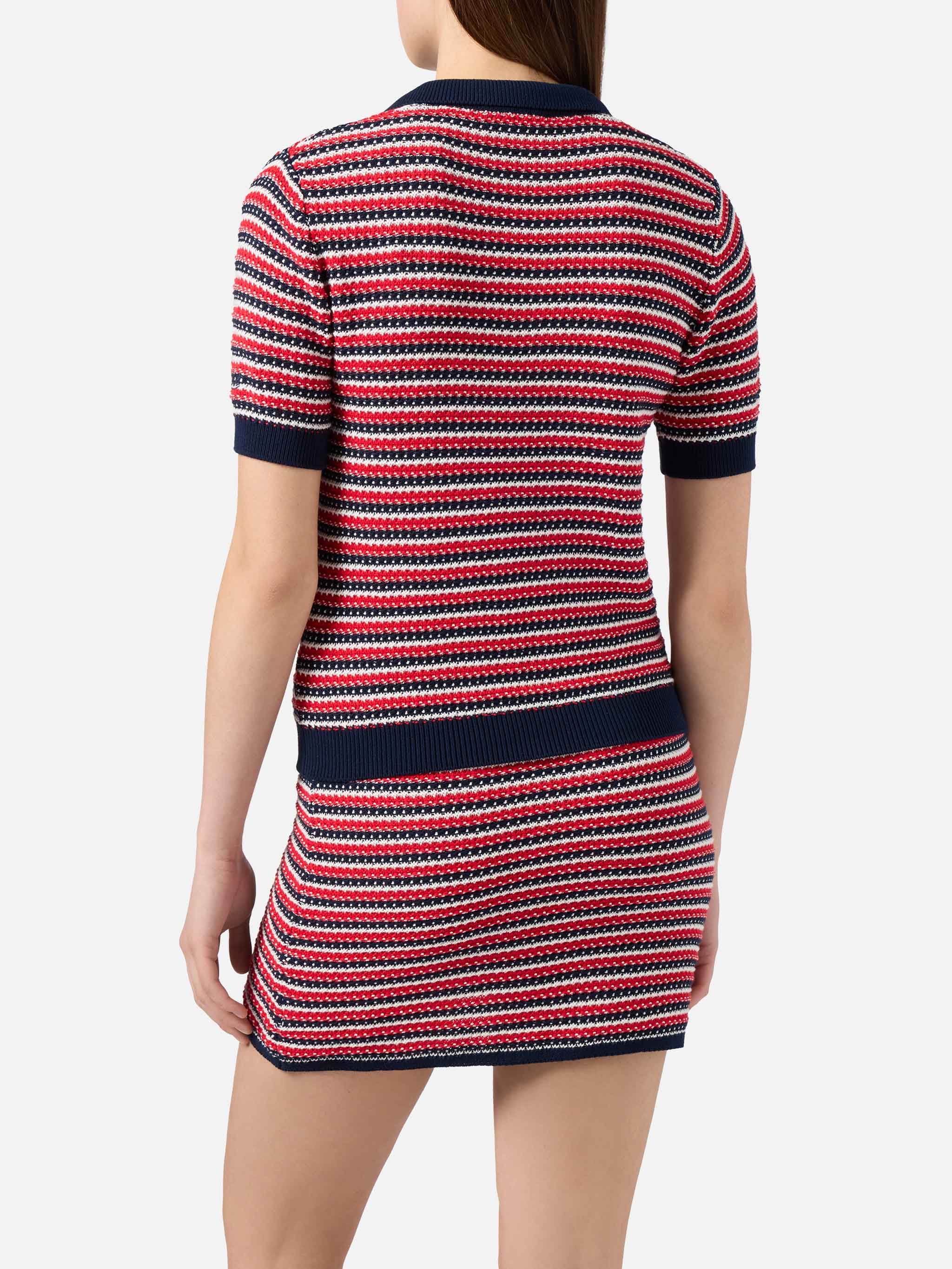 mc2-saint-barth-polo-caddy-ridge-donna-in-maglia-di-puro-cotone-a-righe-blu-ross image 5