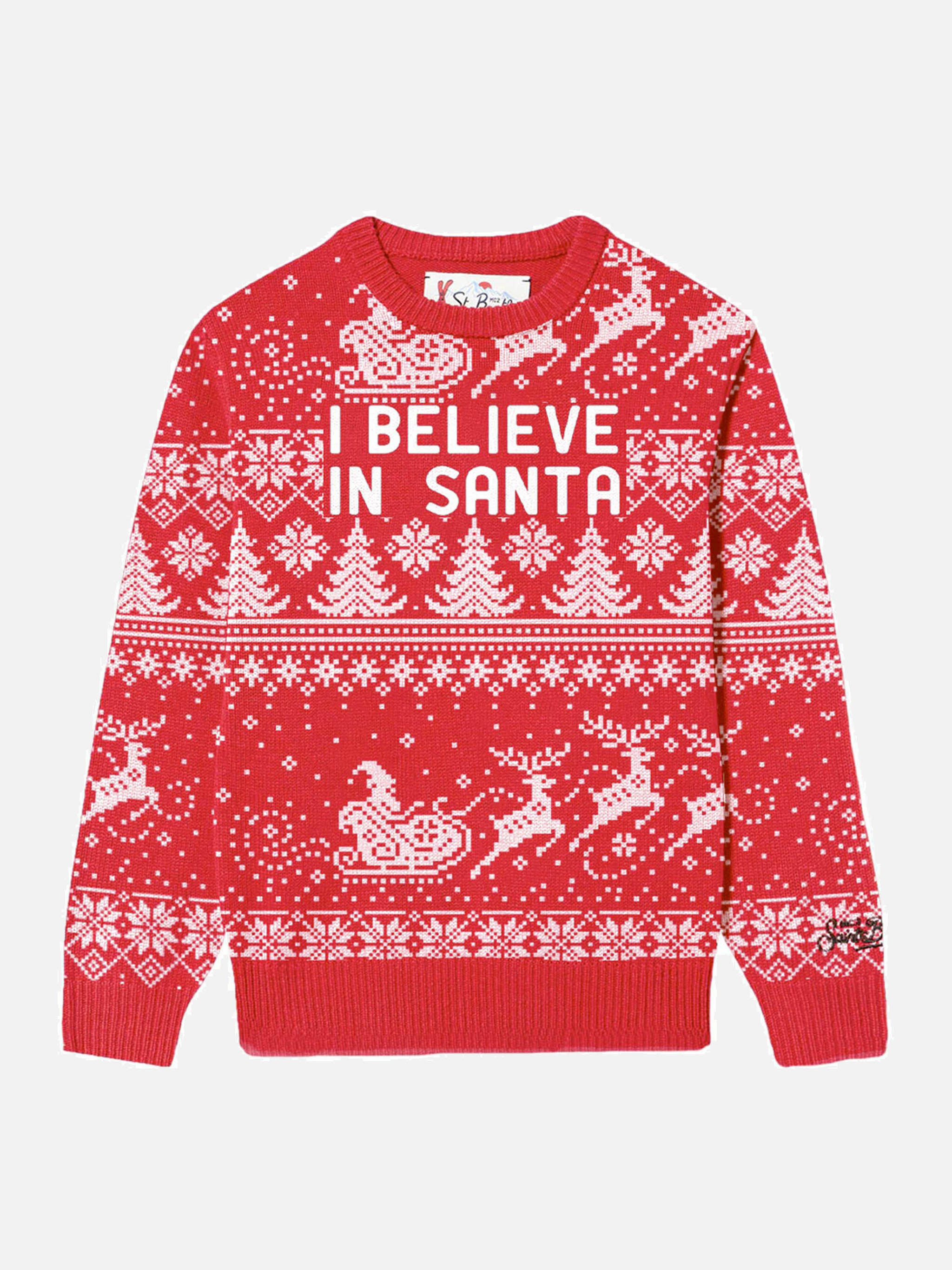 mc2-saint-barth-maglione-girocollo-bambino-i-believe-in-santa-rosso image 1