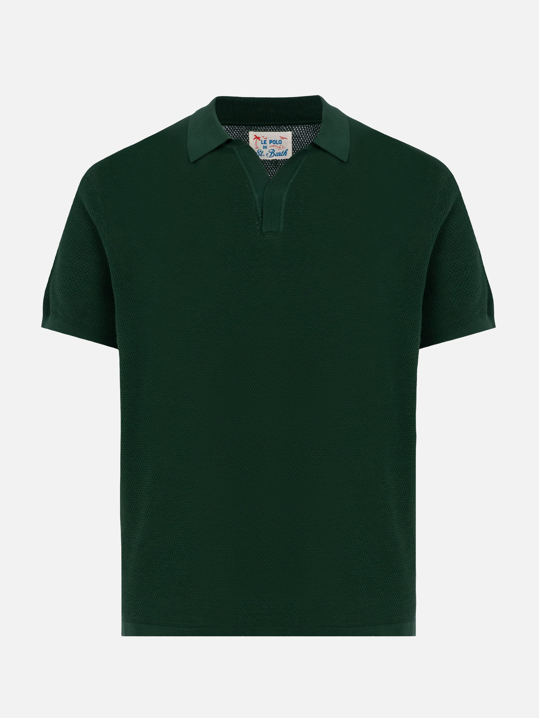 polo-sloan-mc2-saint-barth-senza-bottoni-in-maglia-a-rete-verde image 4