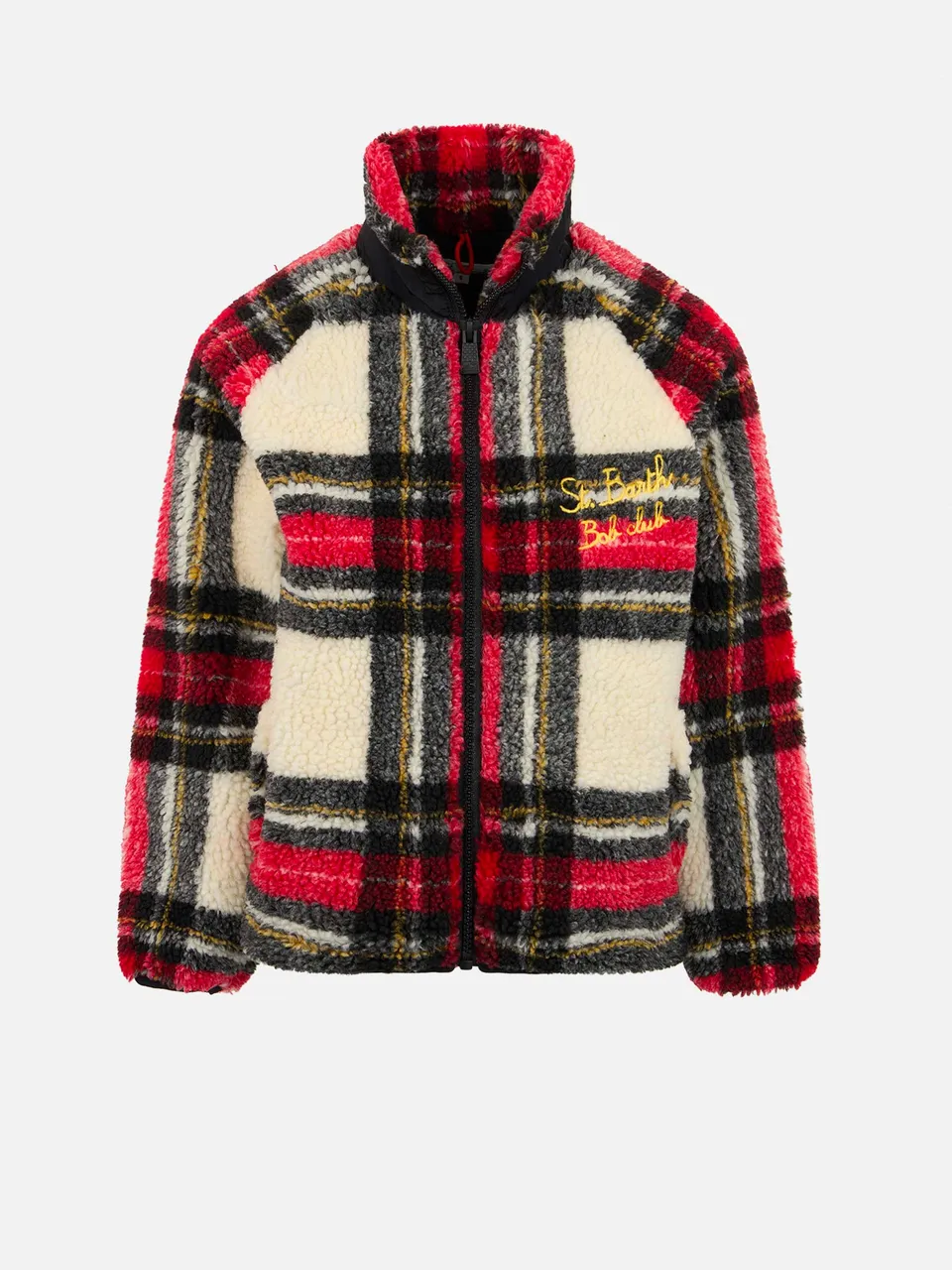 mc2-saint-barth-giubbotto-sherpa-da-bambina-con-stampa-tartan image 1
