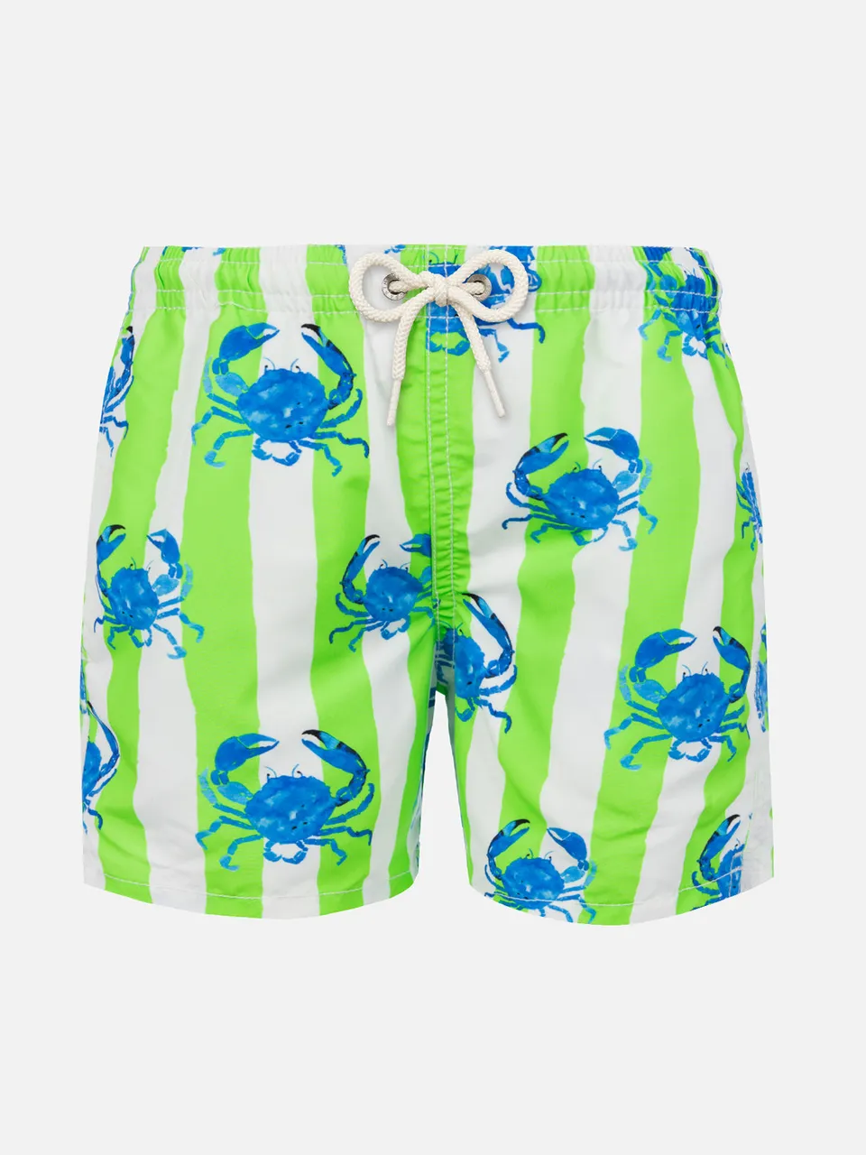 mc2-saint-barth-jean-costume-boxer-bambino-righe-bianche-verdi-con-granchi image 1
