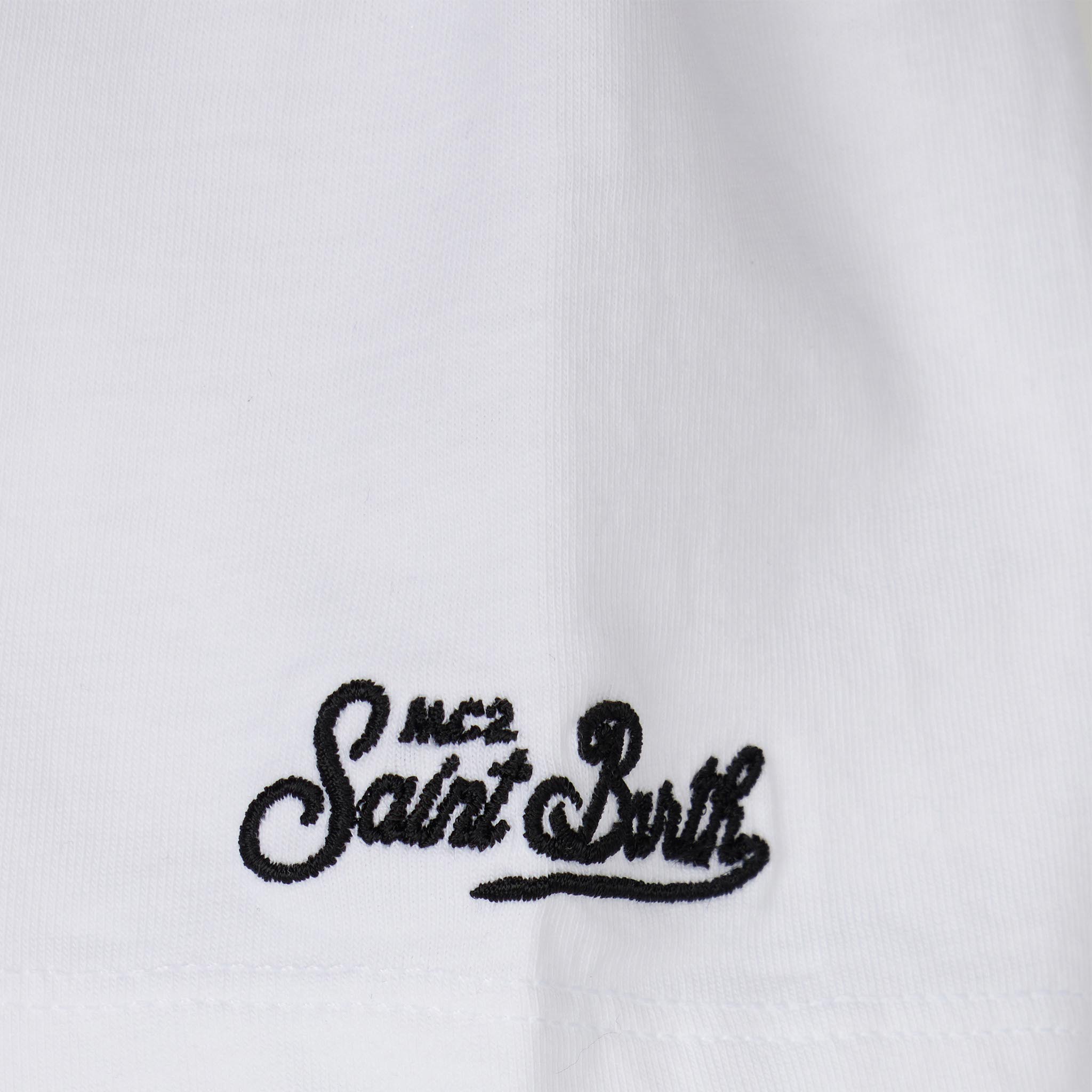 mc2-saint-barth-t-shirt-bambino-cotone-bianca-con-taschino-stampa-bandana-verde image 2