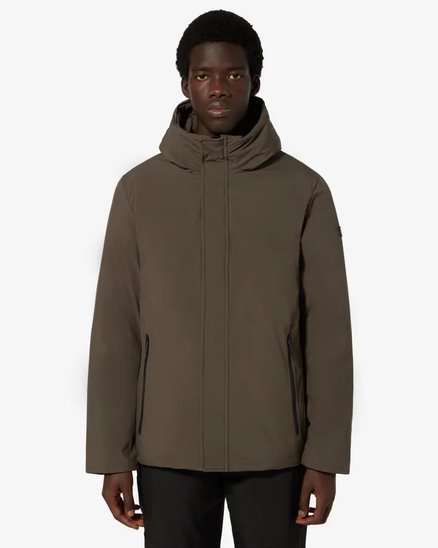 australian-sportswear-soft-shell-jacket-deep-army-con-cappuccio image 1
