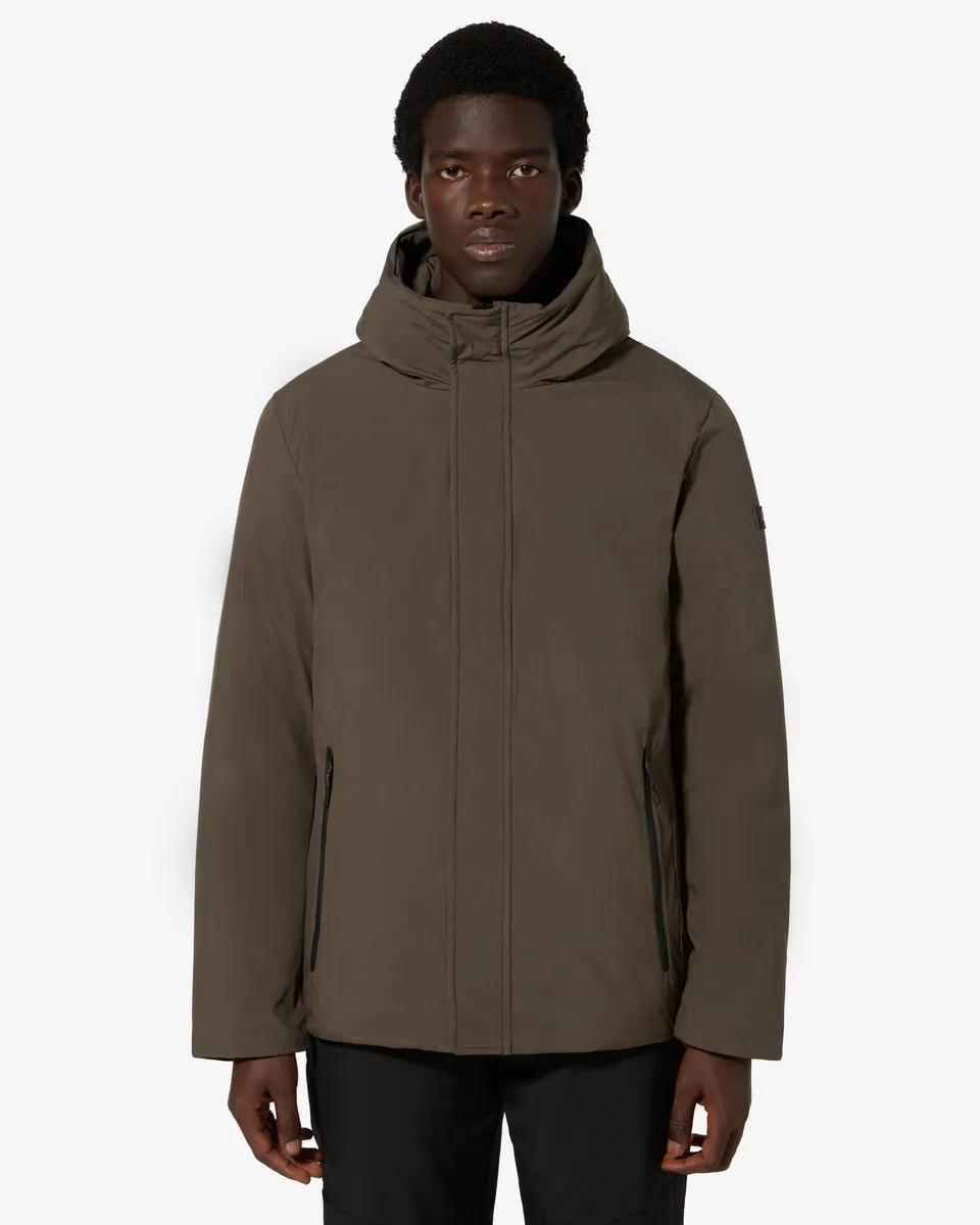 australian-sportswear-soft-shell-jacket-deep-army-con-cappuccio image 1