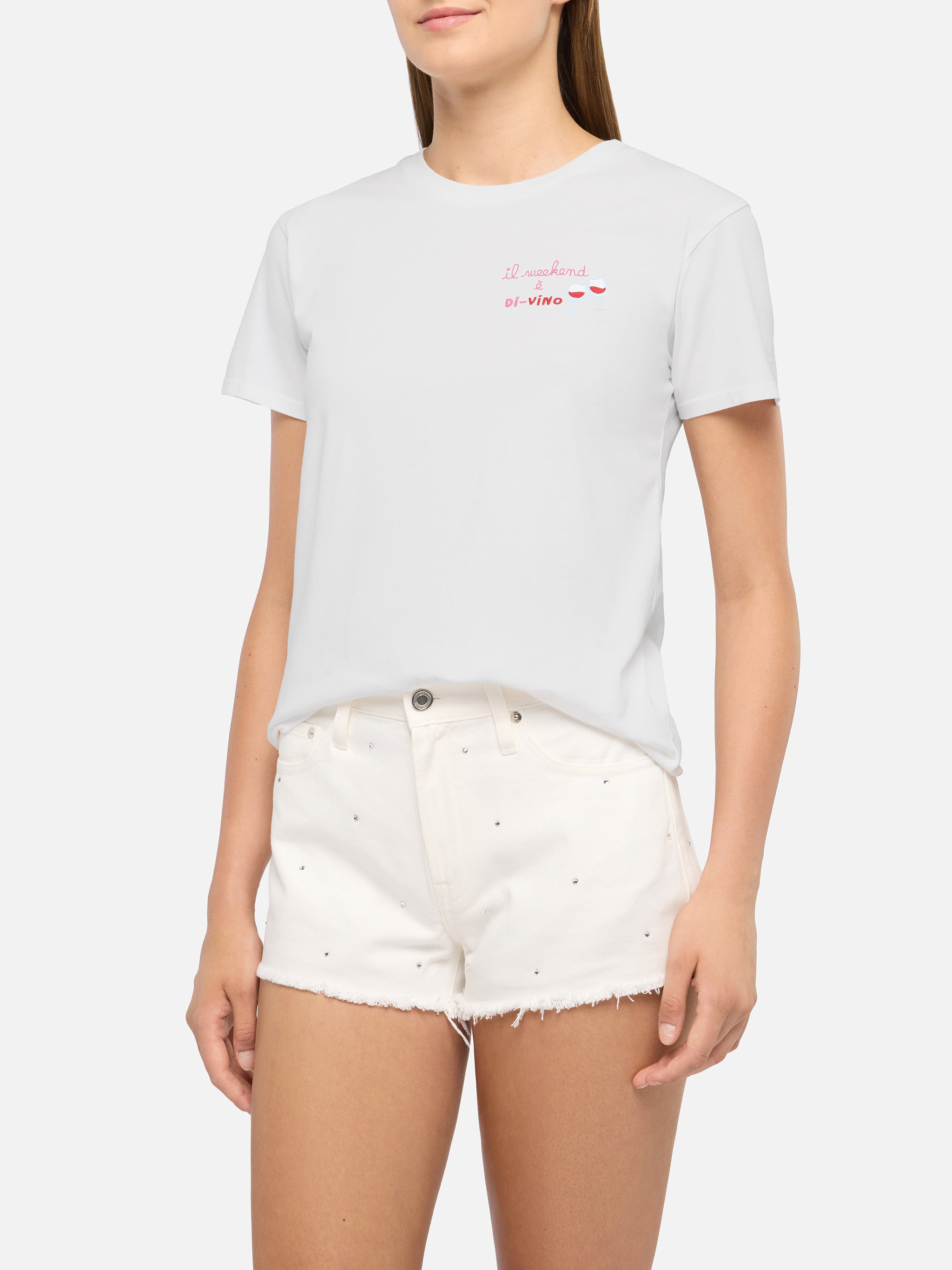 mc2-saint-barth-emilie-t-shirt-donna-cotone-bianca-ricamo-il-week-end-di-vino image 2