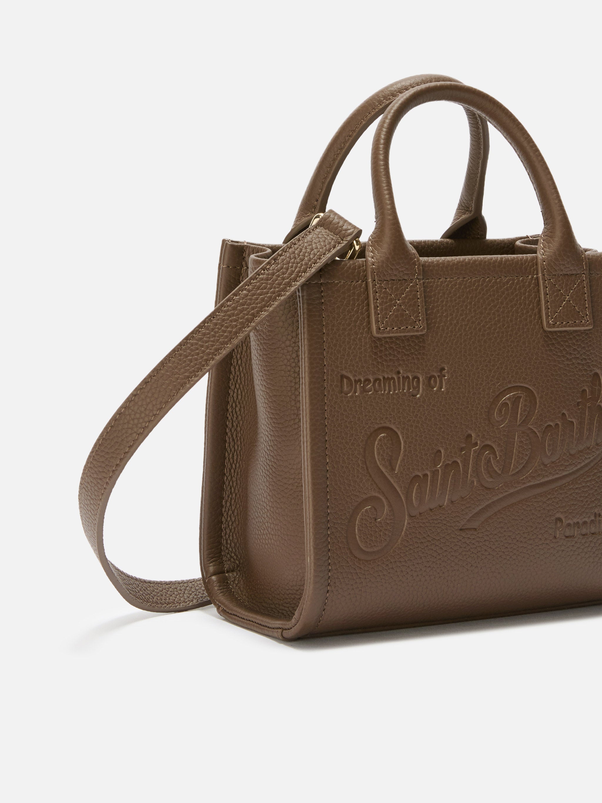 mc2-saint-barth-borsa-a-spalla-vanity-bag-mini-in-pelle-martellata-marrone image 3